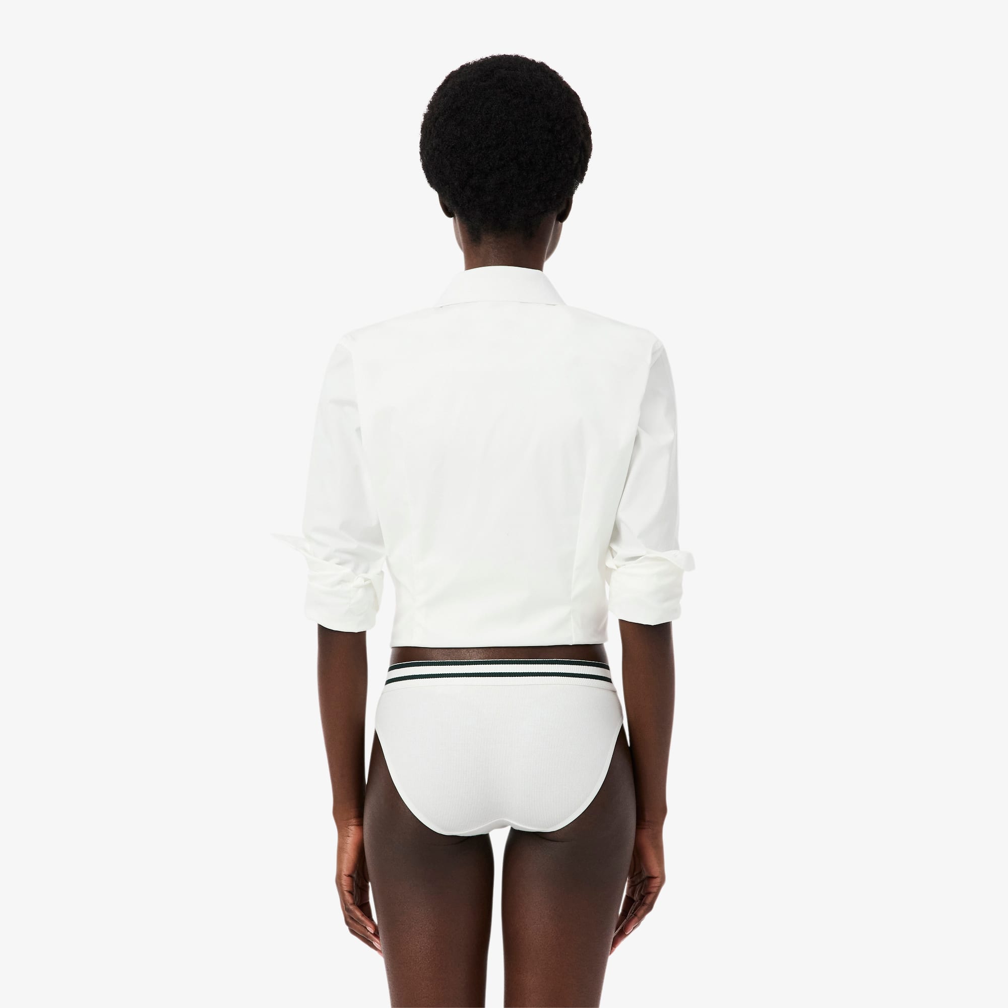 Stripe Waist Cotton Briefs - White