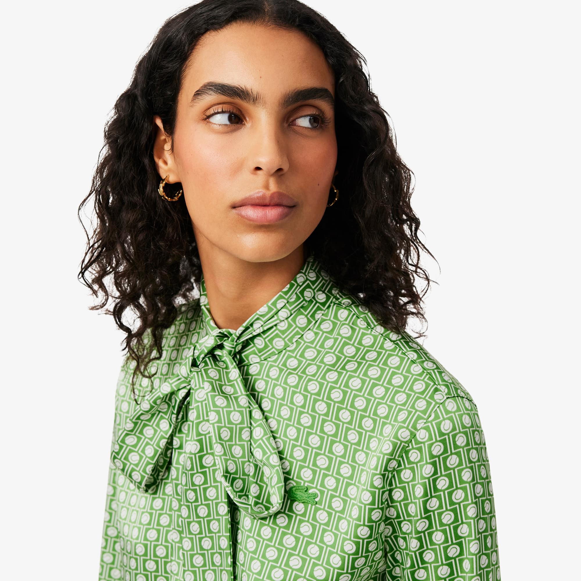 Regular Fit Removable Tie Collar Shirt - Vert / Blanc