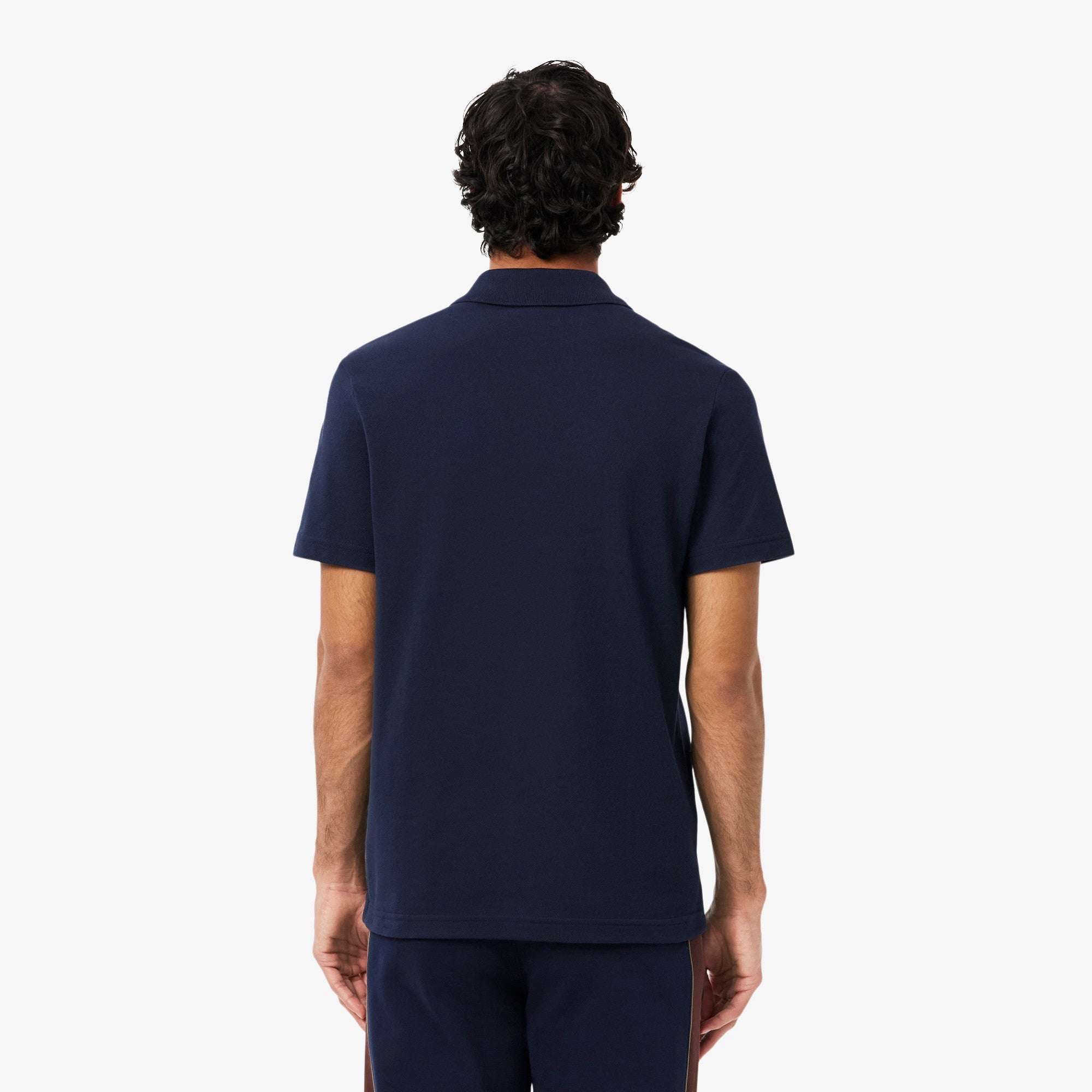 Men's Regular Fit Colorblock Petit Piqué Polo - Navy Blue / White / Brown