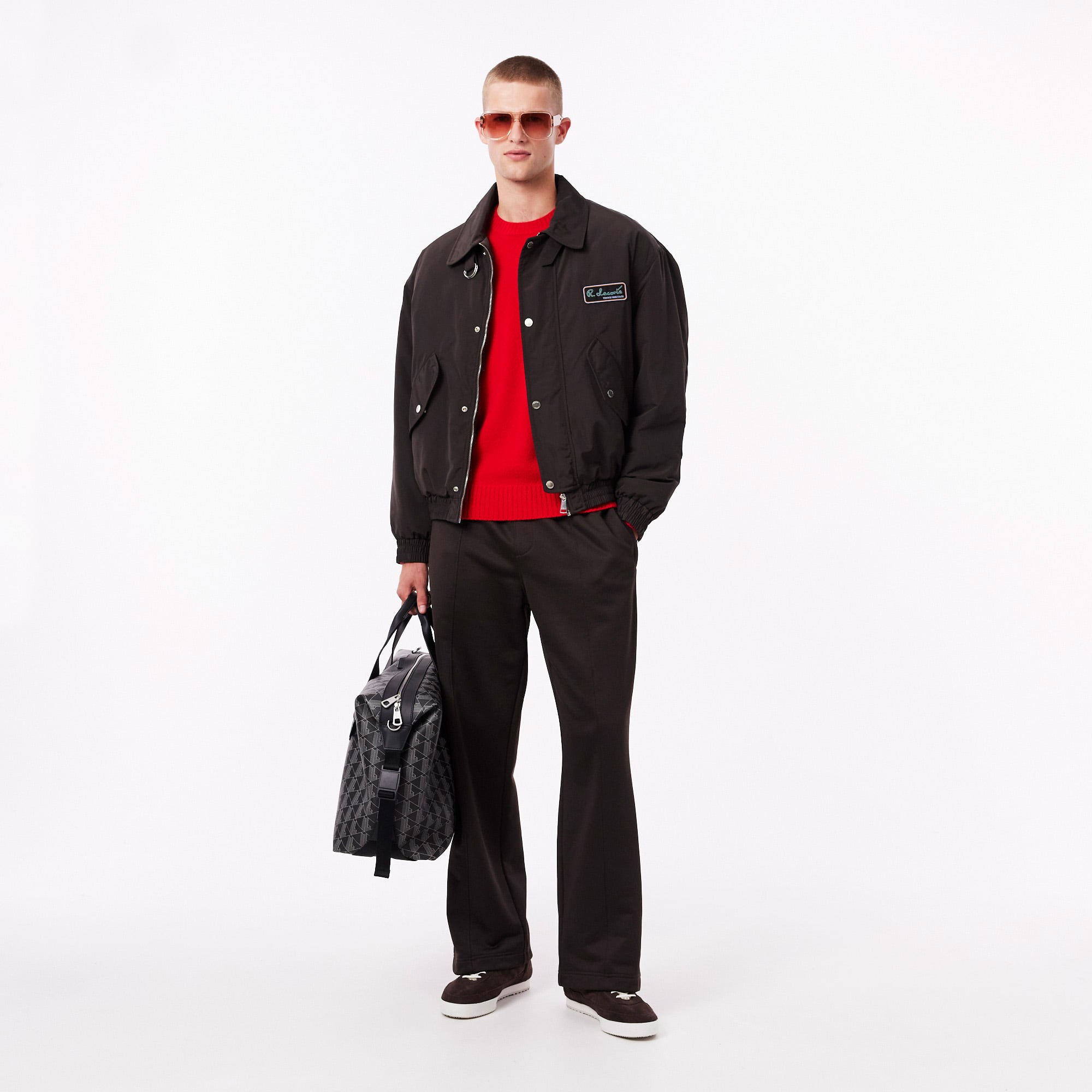 Men's 3D Knit Cashmere Crew Neck Sweater - Red