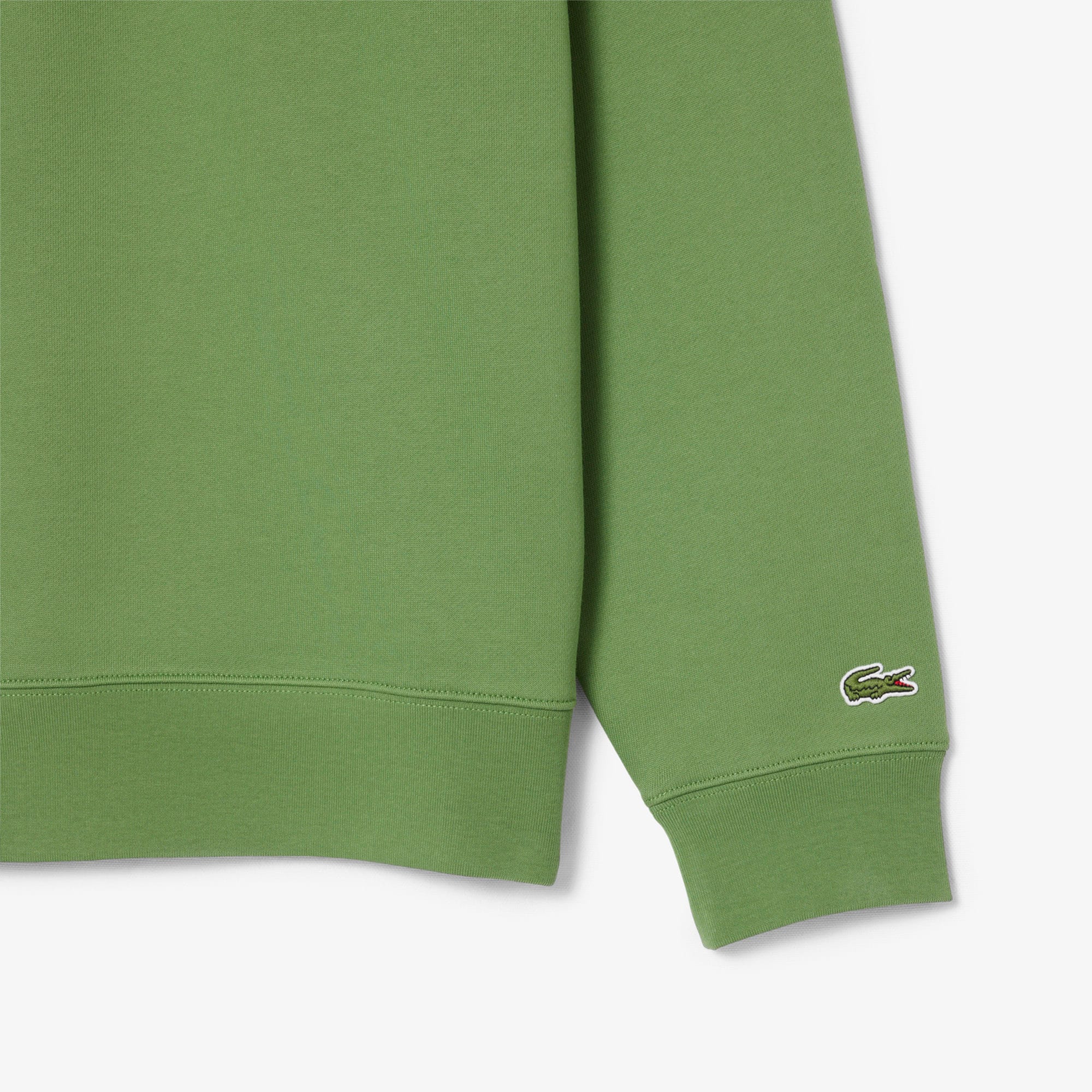 High Neck Embossed Zipped Sweatshirt - Green