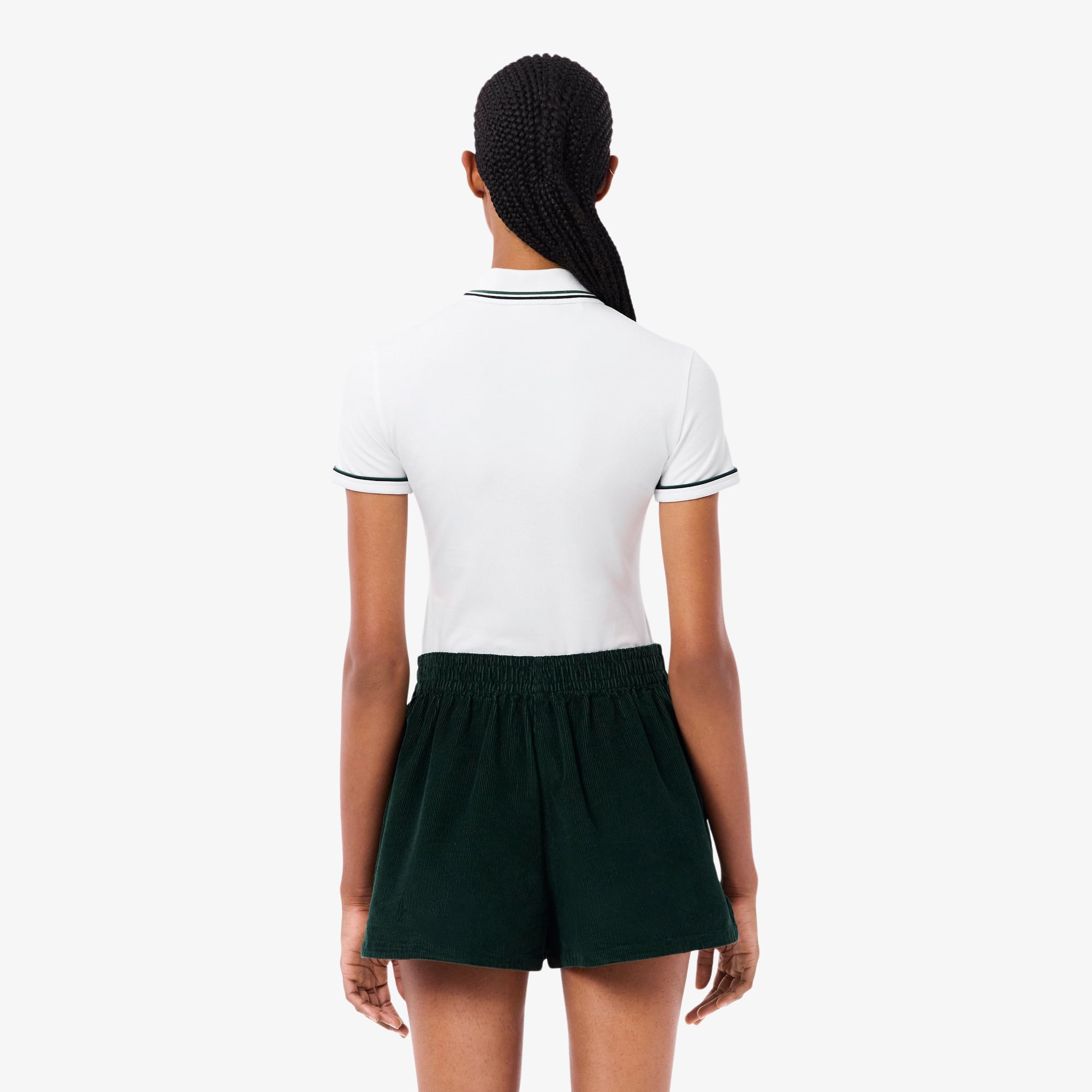 Women's L.12.D Slim Fit Trim Detail Polo - White / Navy Blue / Green