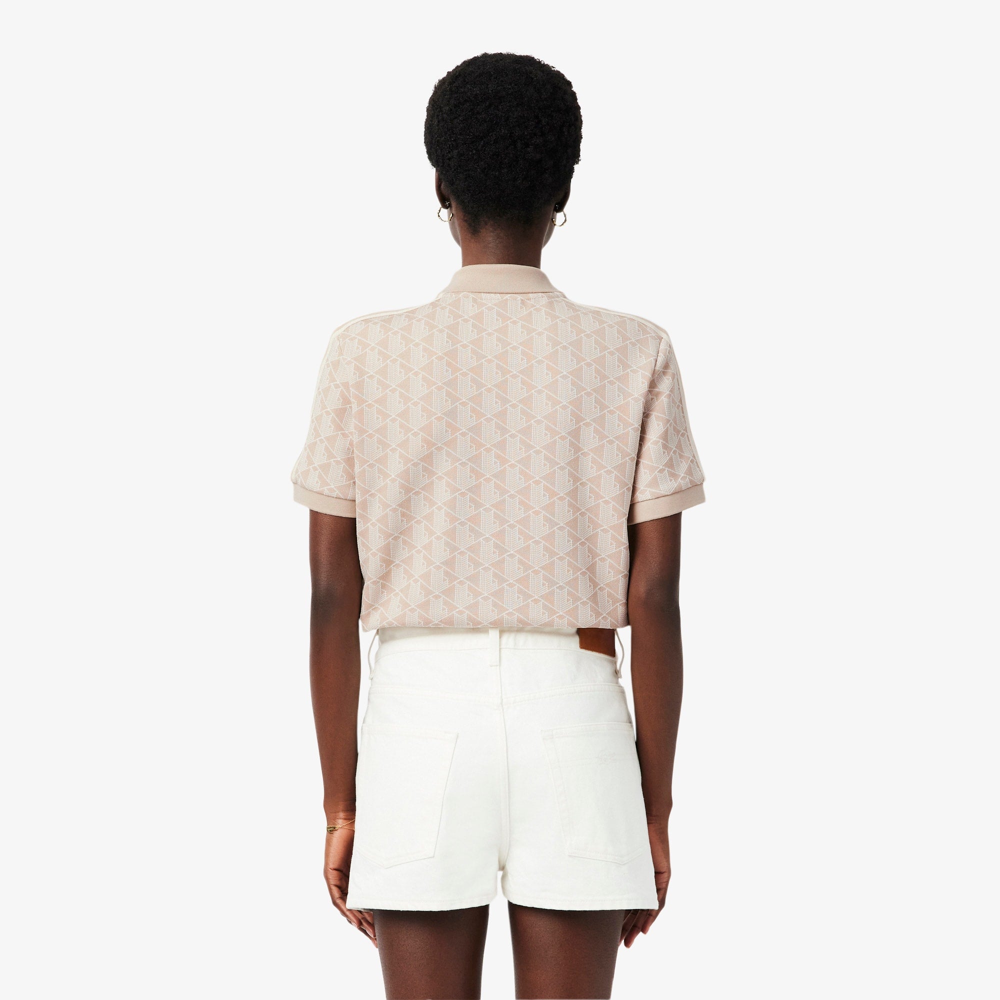 Women's Slim Fit Monogram Polo - Beige / Blanc