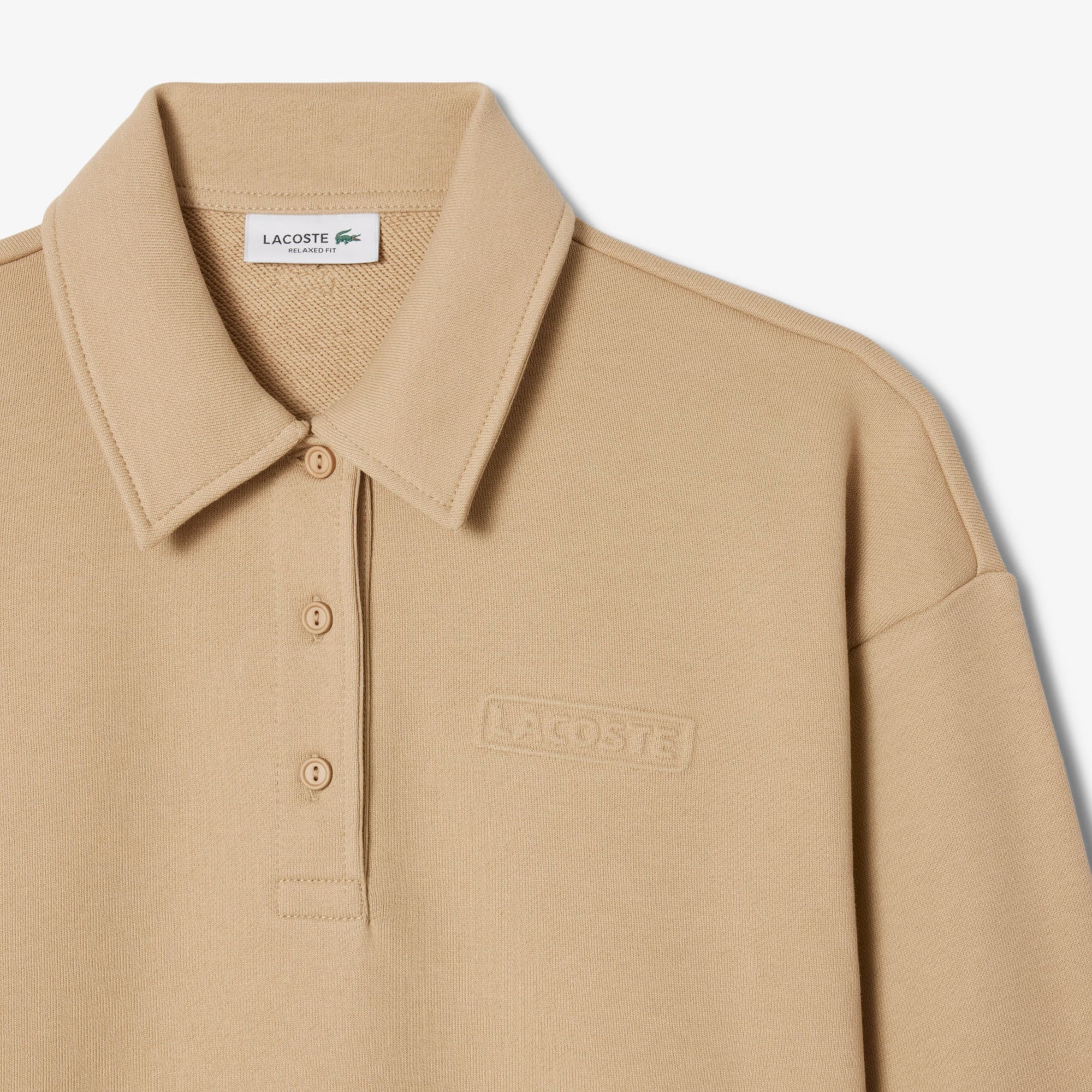 Women's Polo Collar Sweatshirt - Beige
