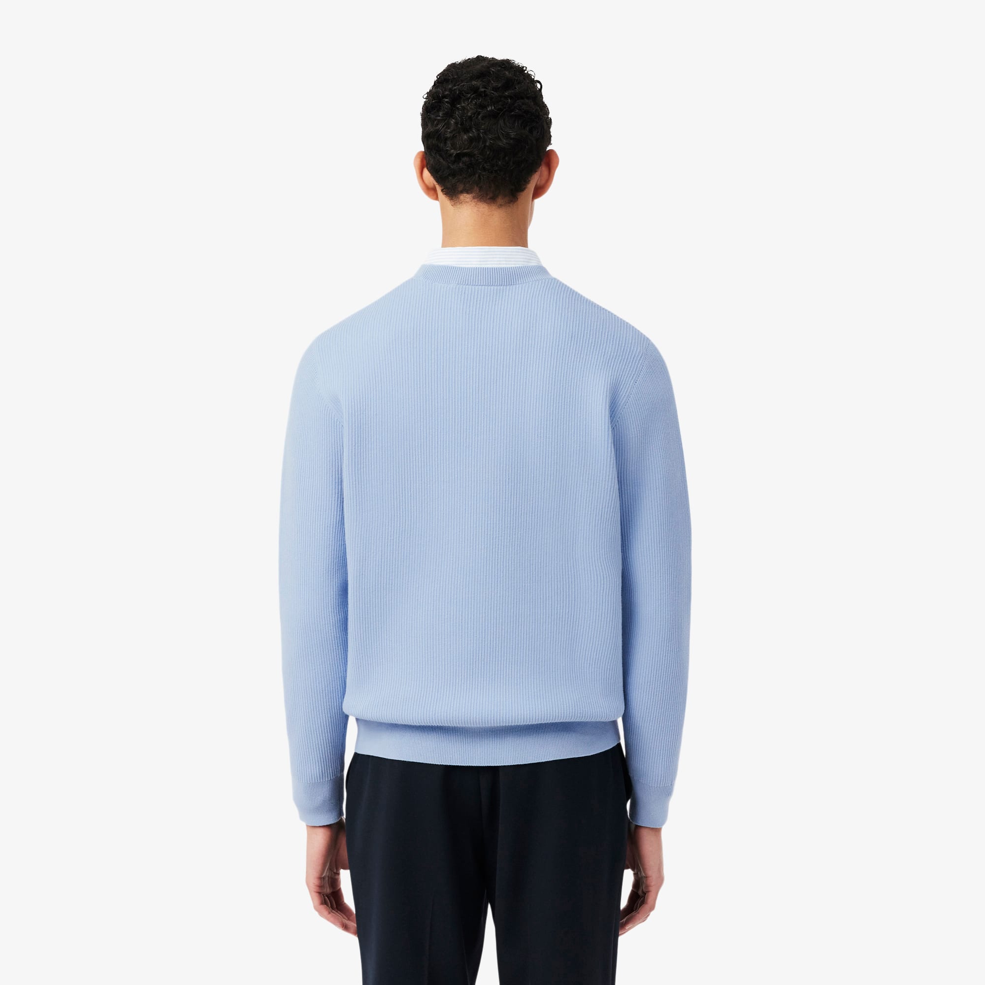 Tennis Crew Neck Sweater - Light Blue / White