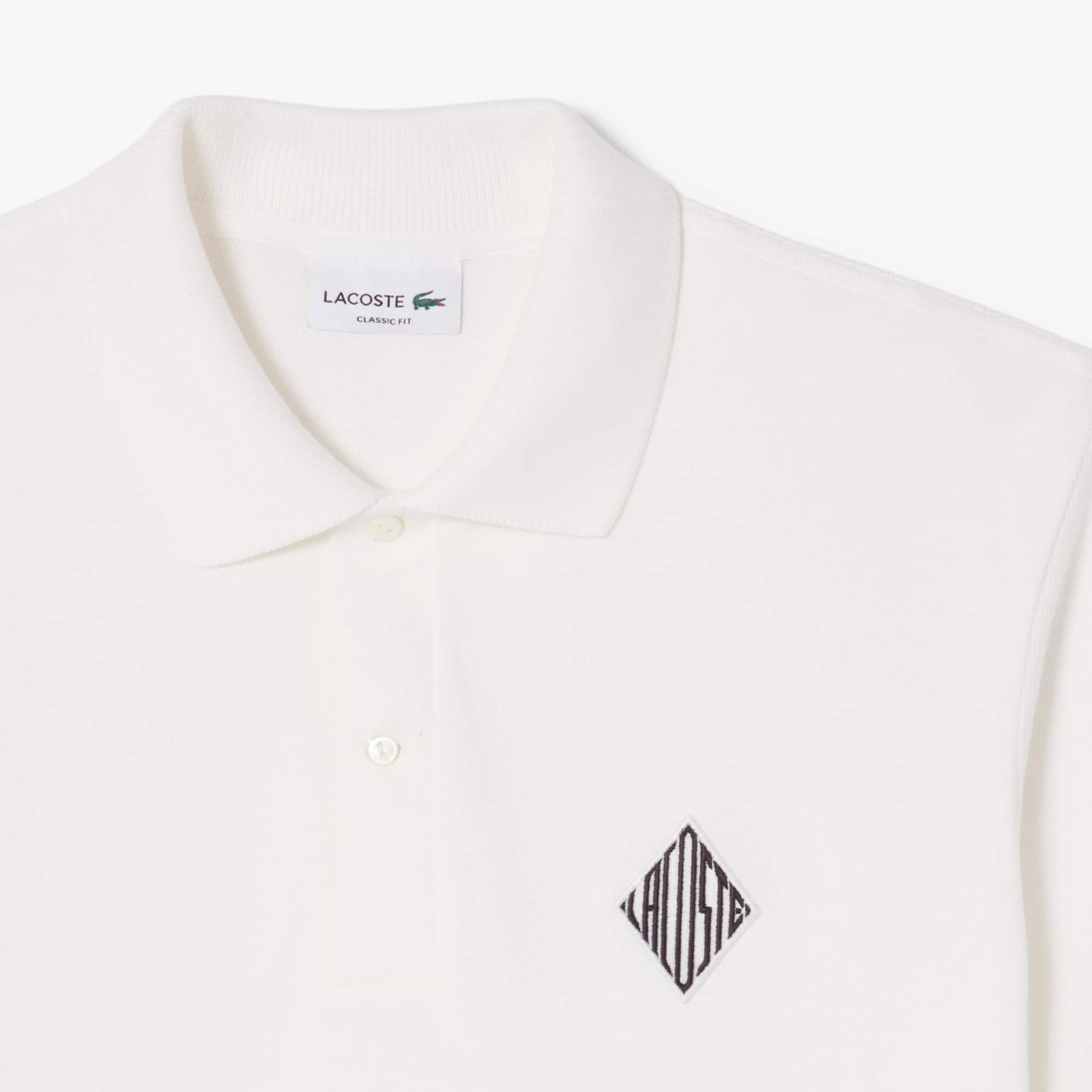 Classic Fit Badge Accent Piqué Polo - White