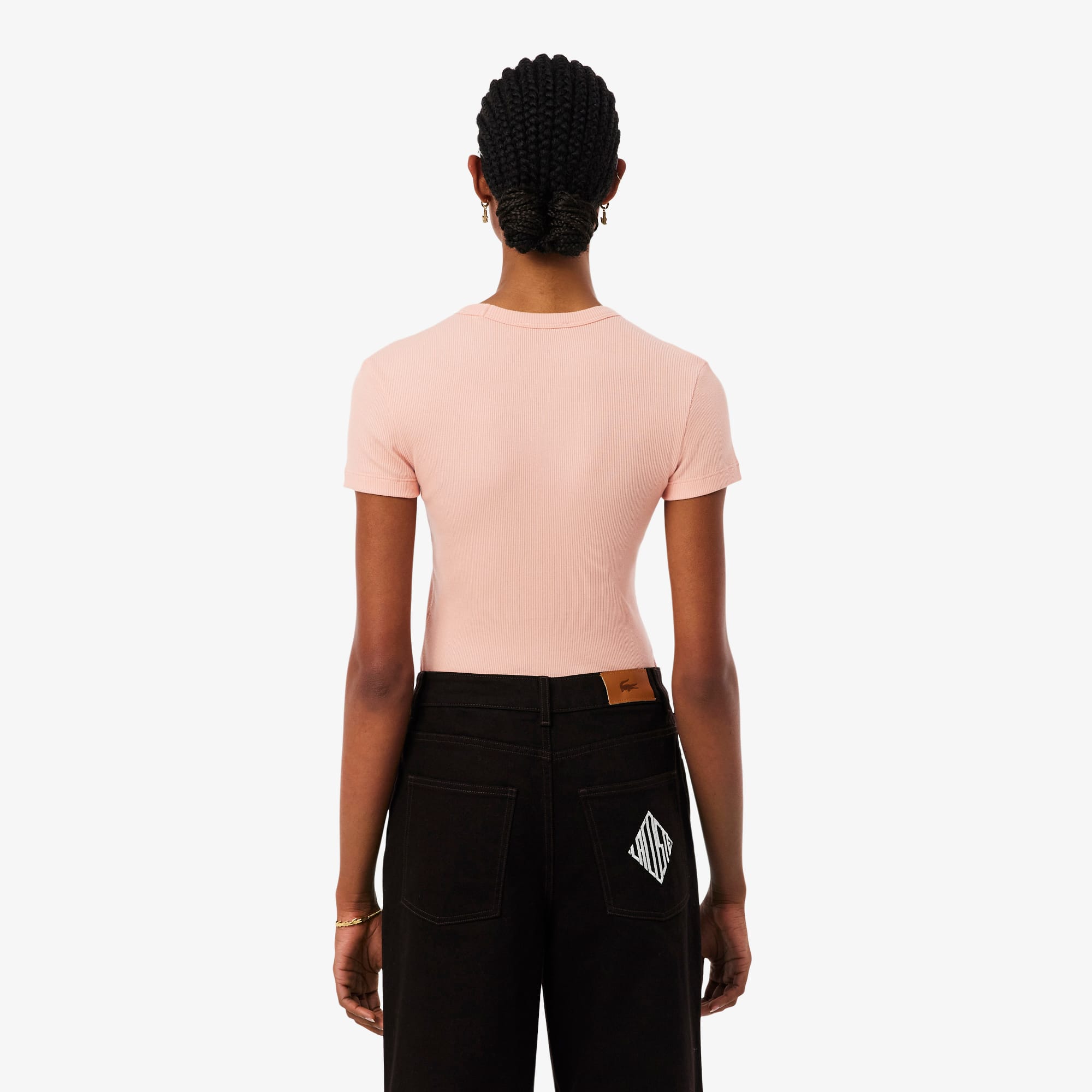 Women's Slim Fit Ribbed Cotton T-Shirt - Rose