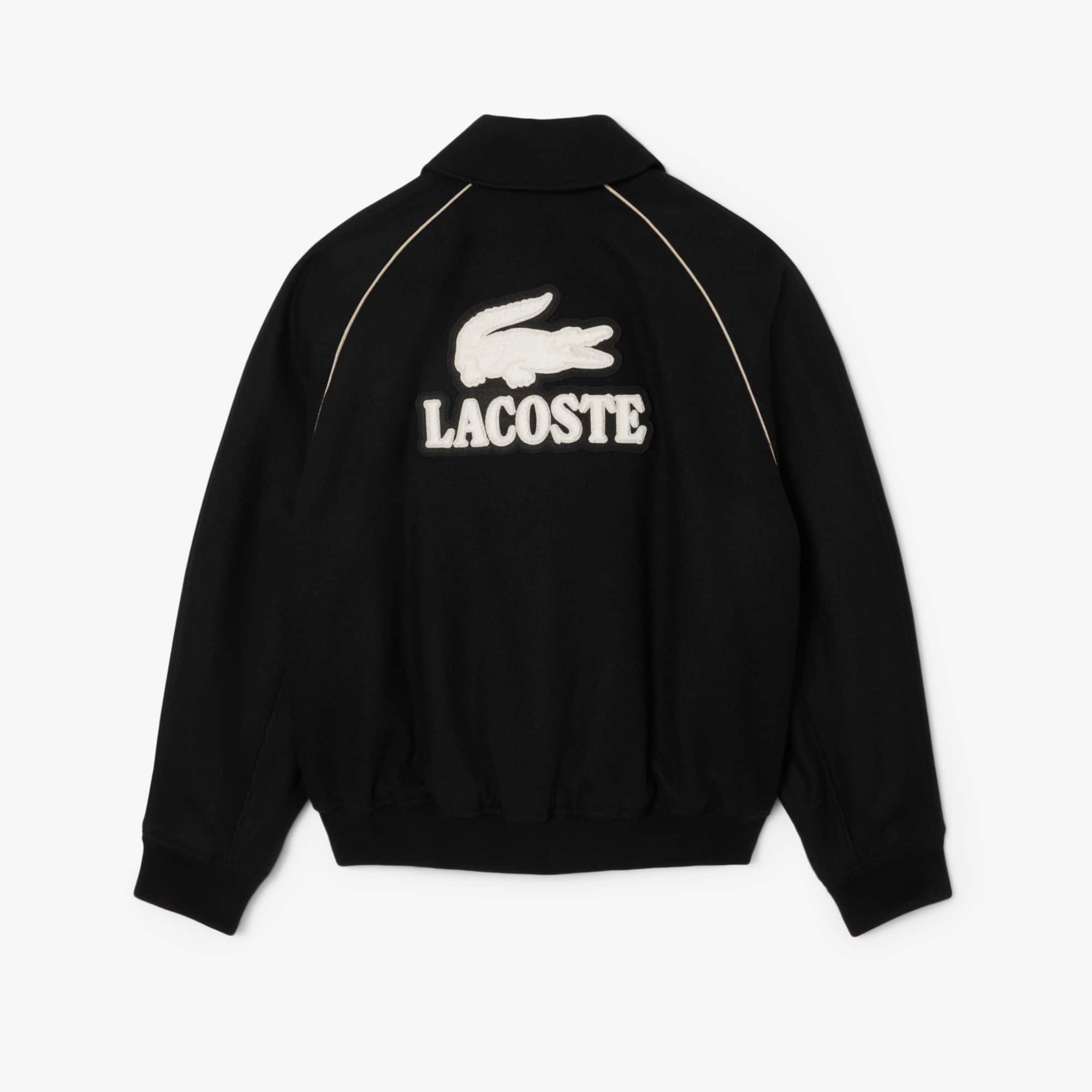 Men's Badge Accent Wool Varsity Jacket - Black