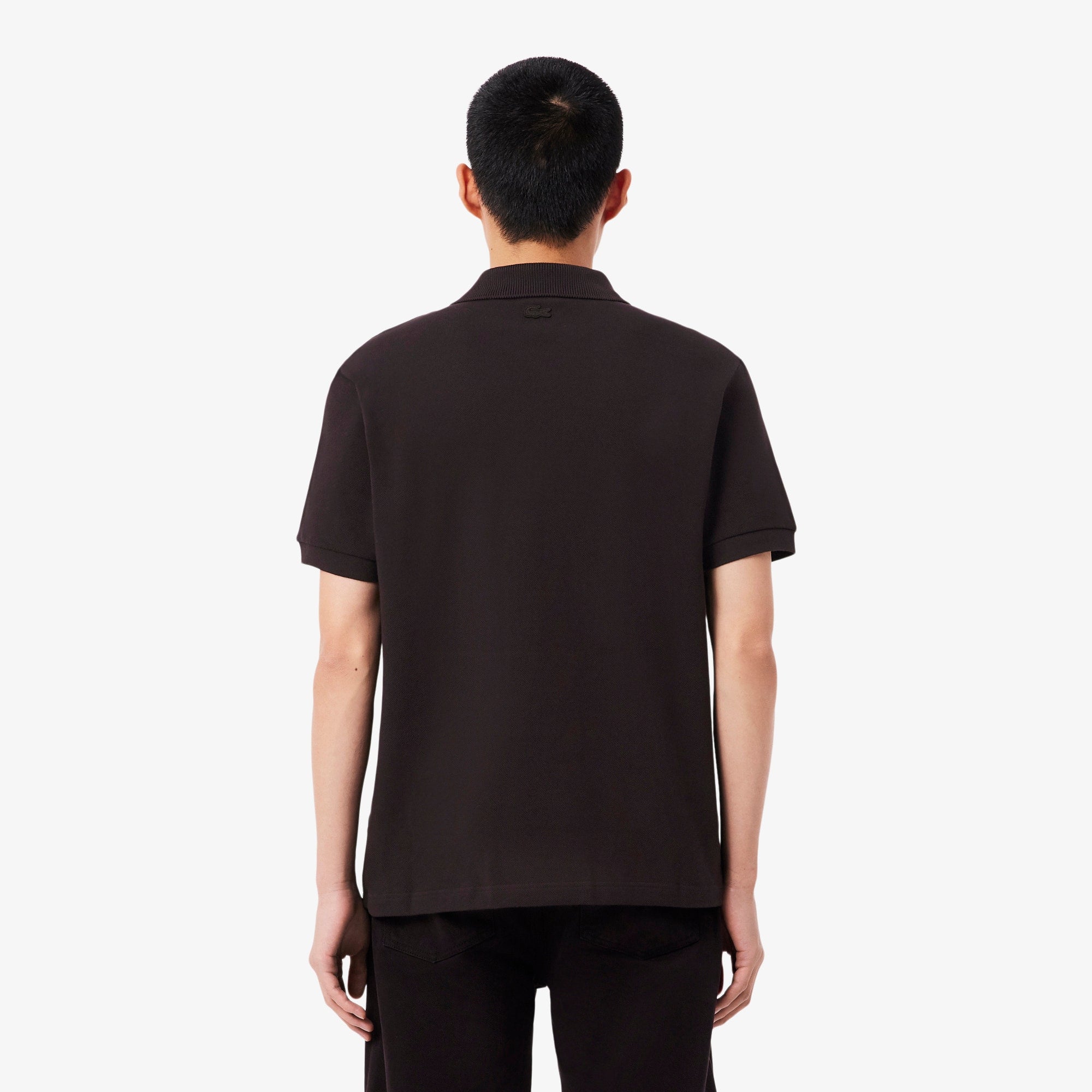 Classic Fit Badge Accent Piqué Polo - Brown