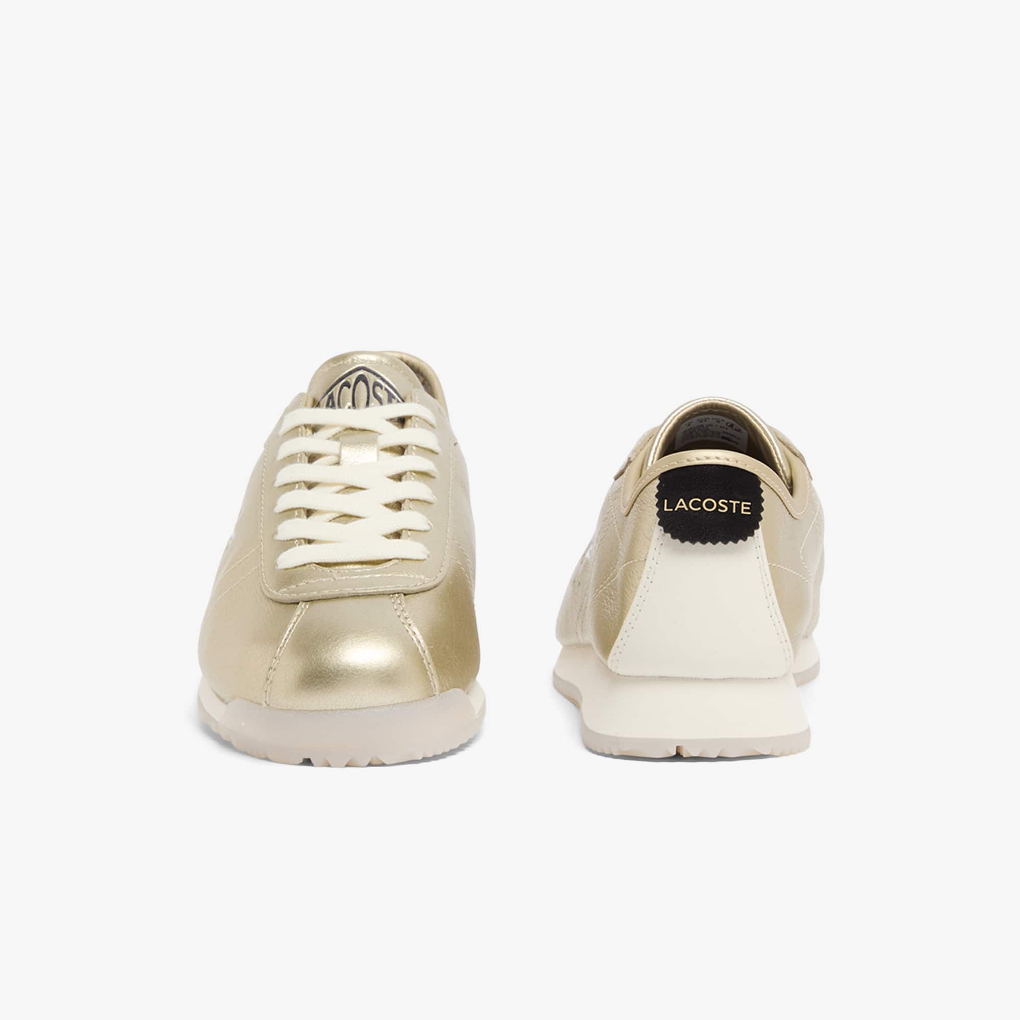 Women's Club-Low Leather Sneakers - GLD/OFF WHT