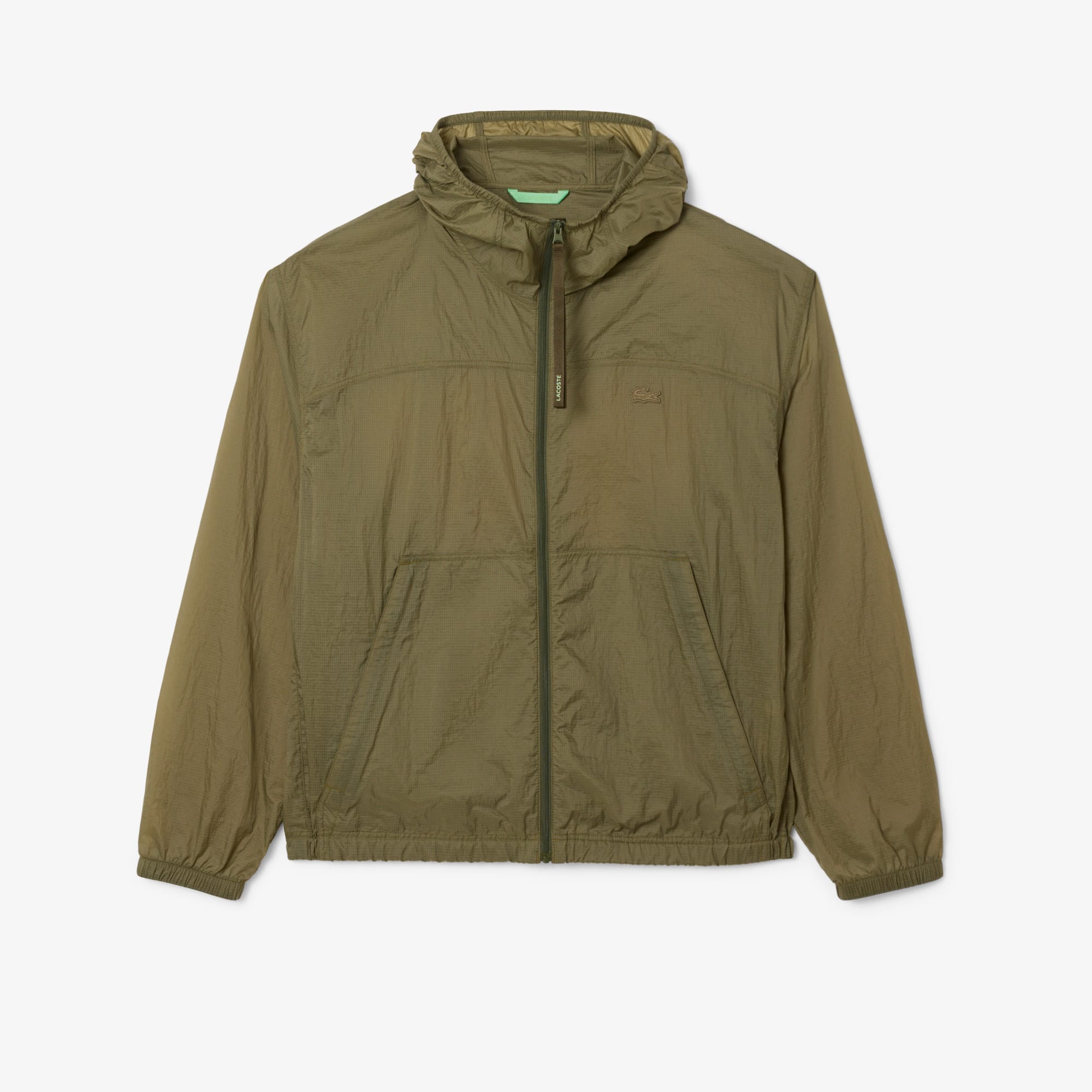 Men's Water-Repellent Nylon Jacket - Khaki Green