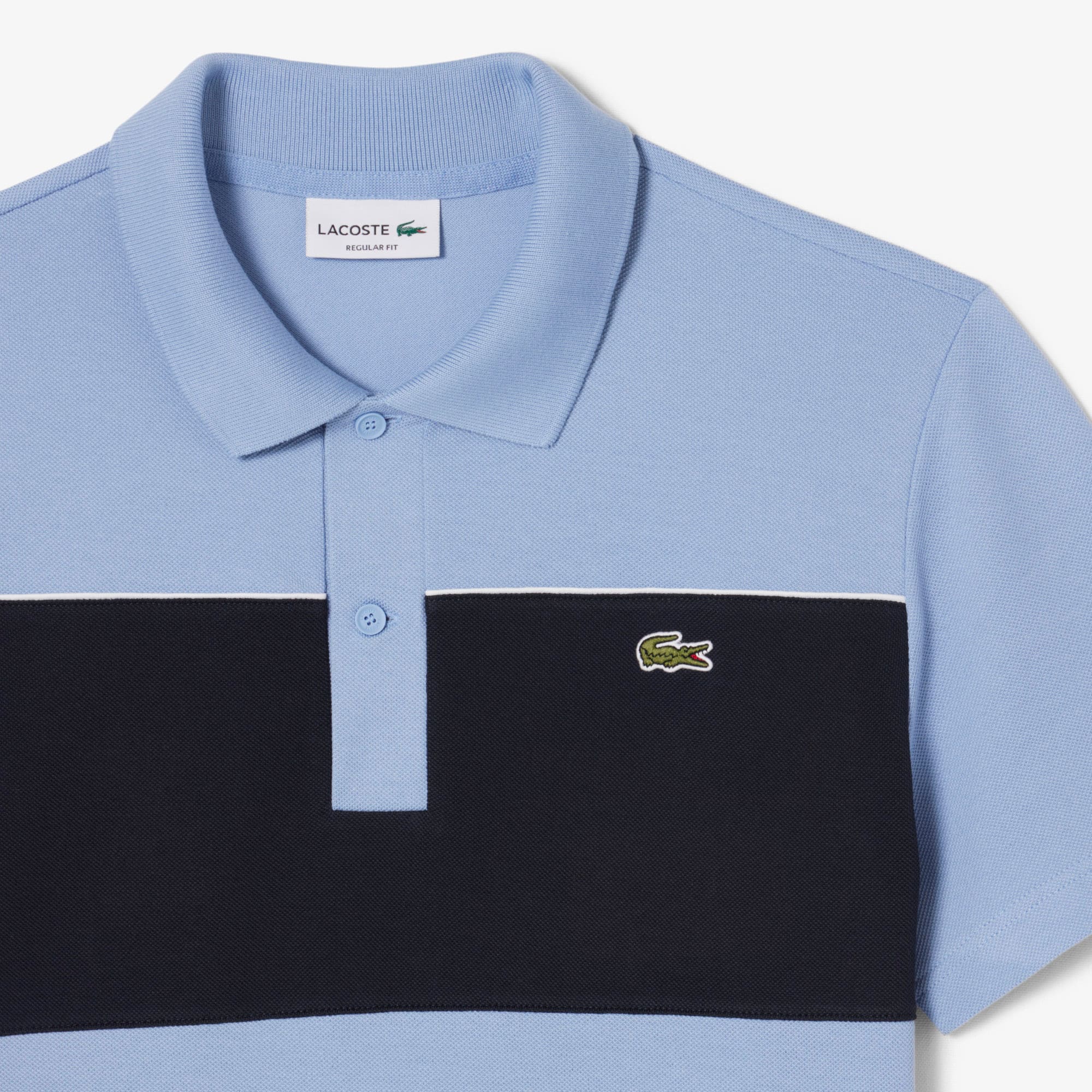 Regular Fit Colorblock Piqué Polo - Bleu Clair / Noir