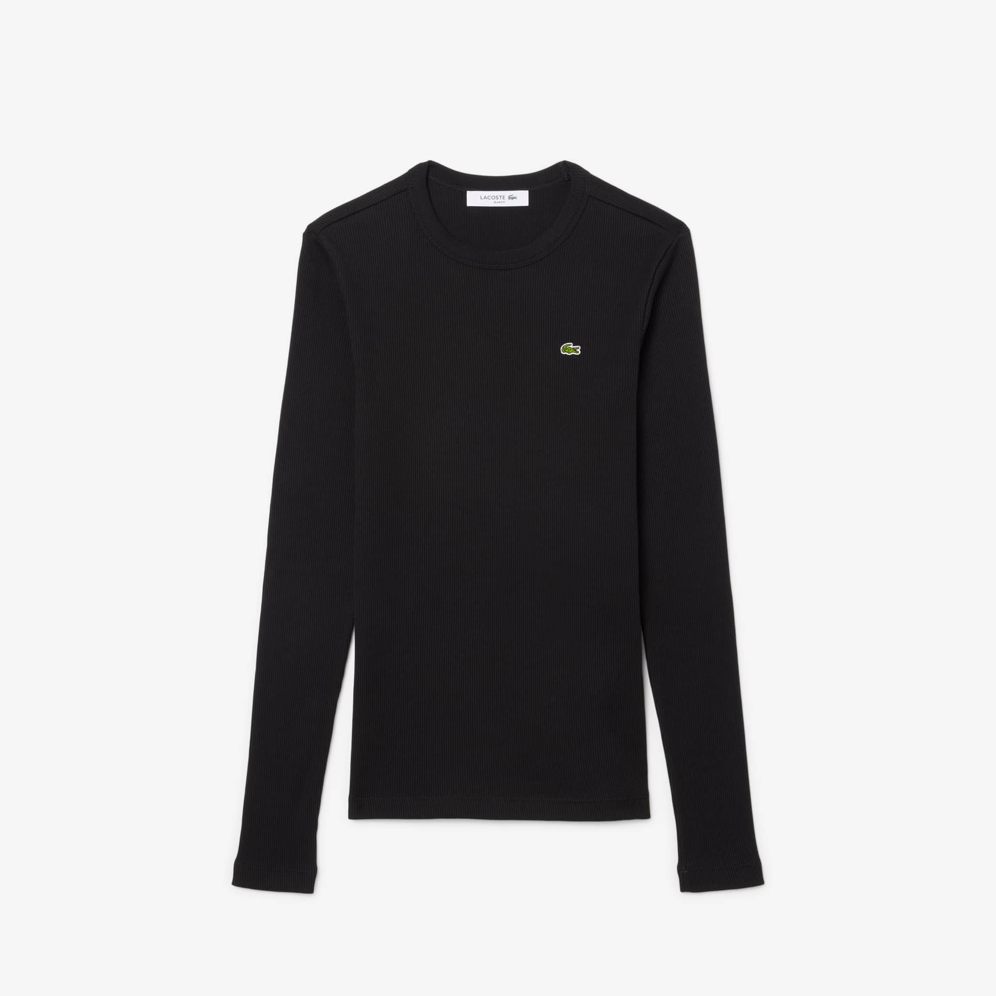 Women's Slim Fit Ribbed Cotton T-Shirt - Black