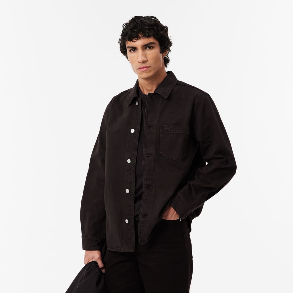 Oversized Denim Overshirt - Brown