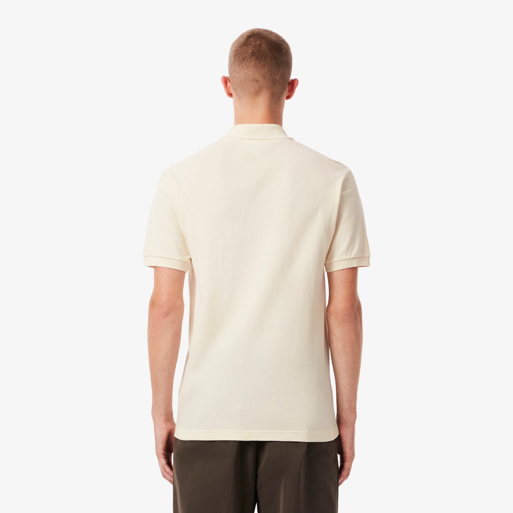 Men's Classic Fit Embroidery Detail Piqué Polo - Cream
