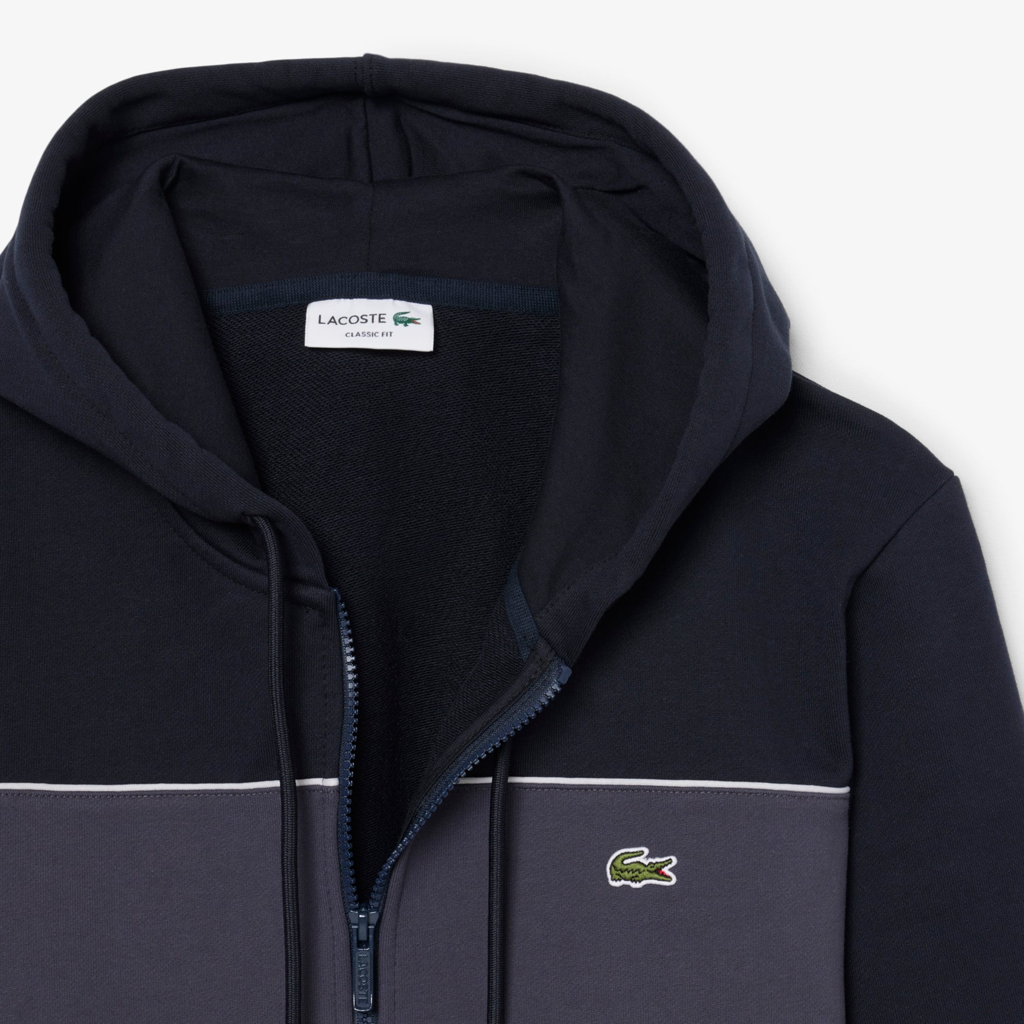 Colorblock Zipped Hoodie - Noir / Gris Fonce