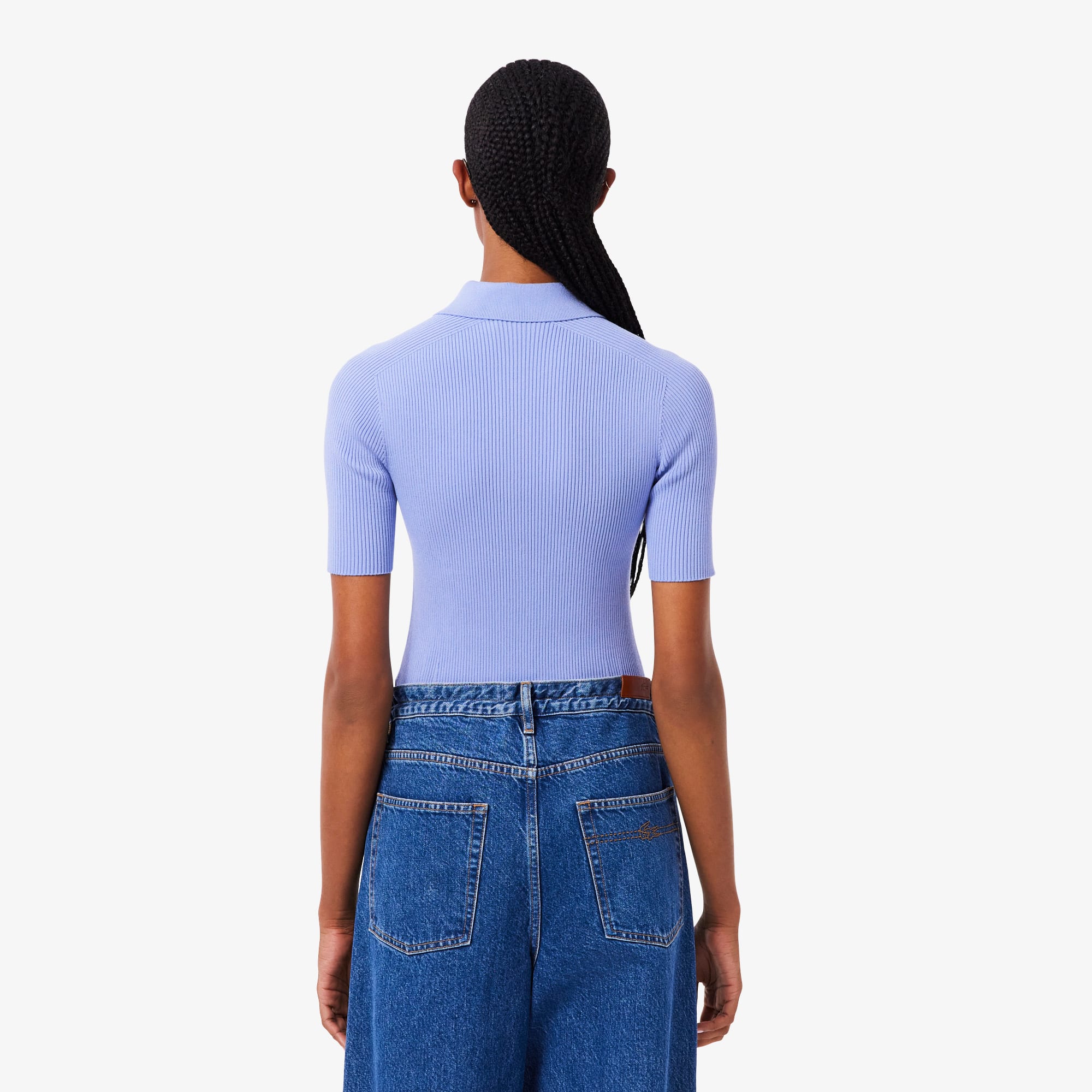 Women's 3D Ribbed Knit Polo - Purple