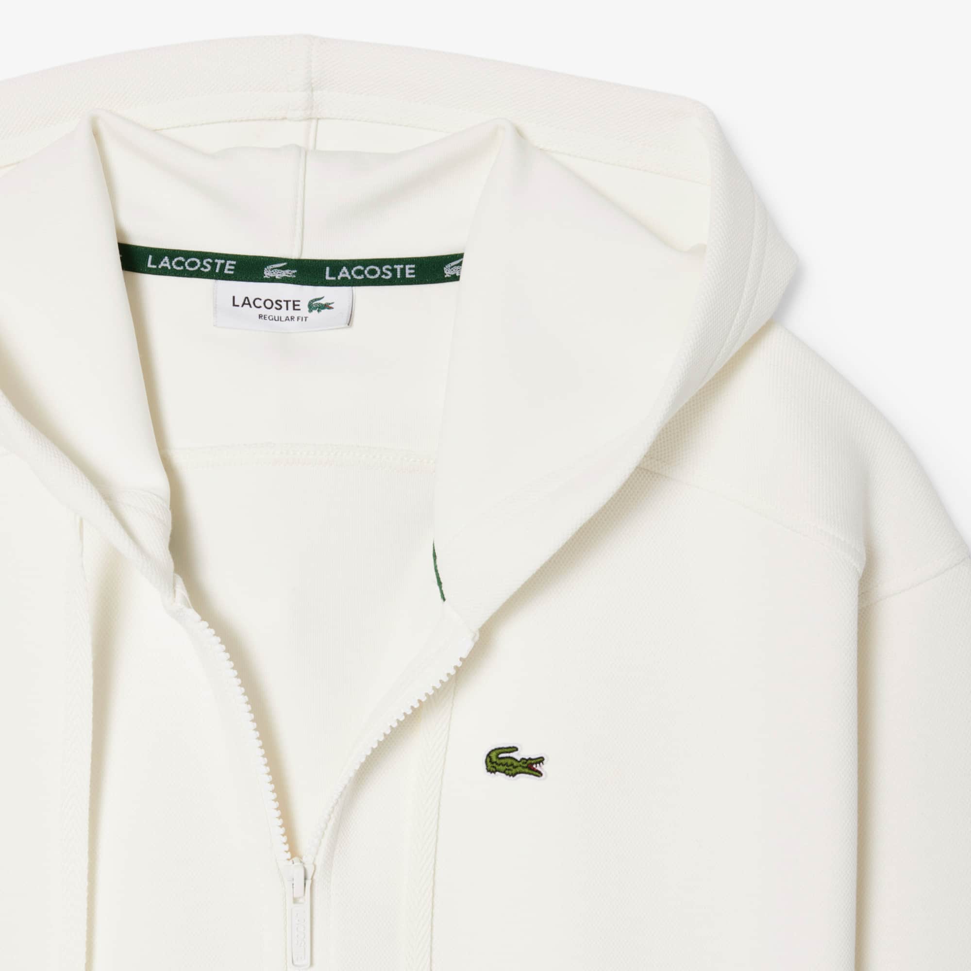 Women's Zip-Up Piqué Hoodie - White