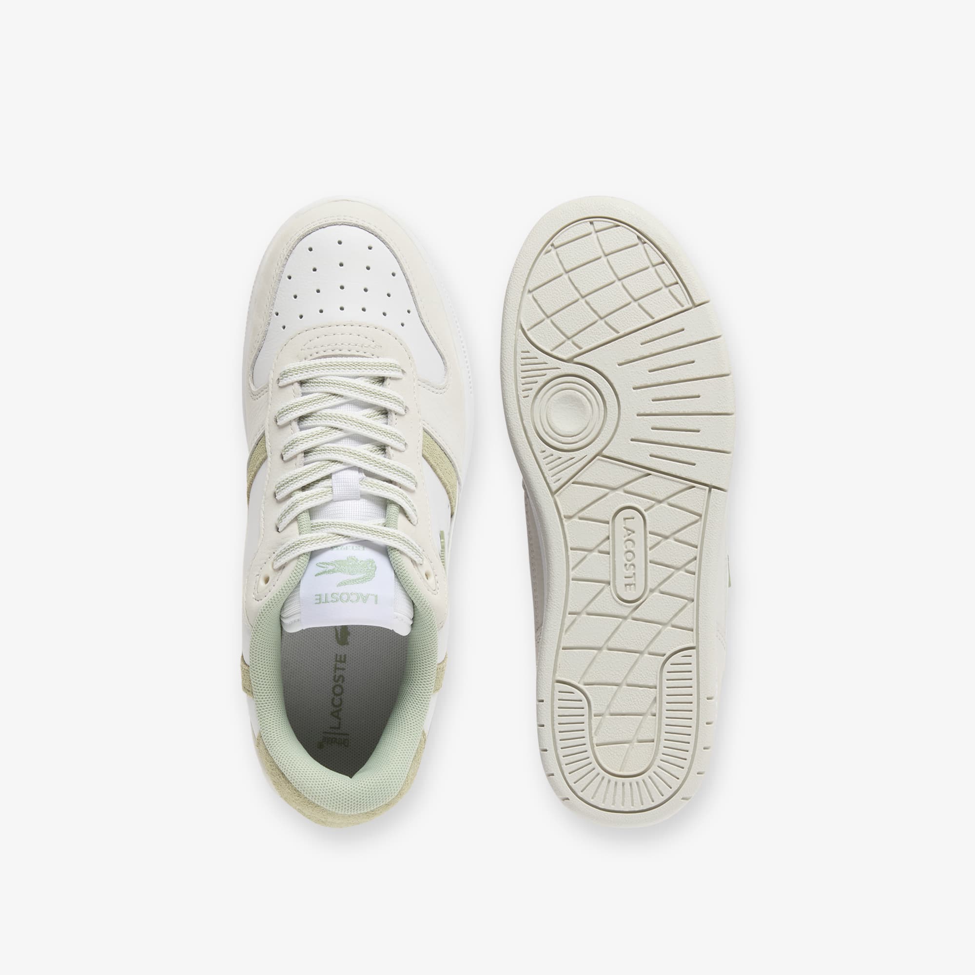 Women's T-Clip Set Leather Sneakers - WHT/LT KHK