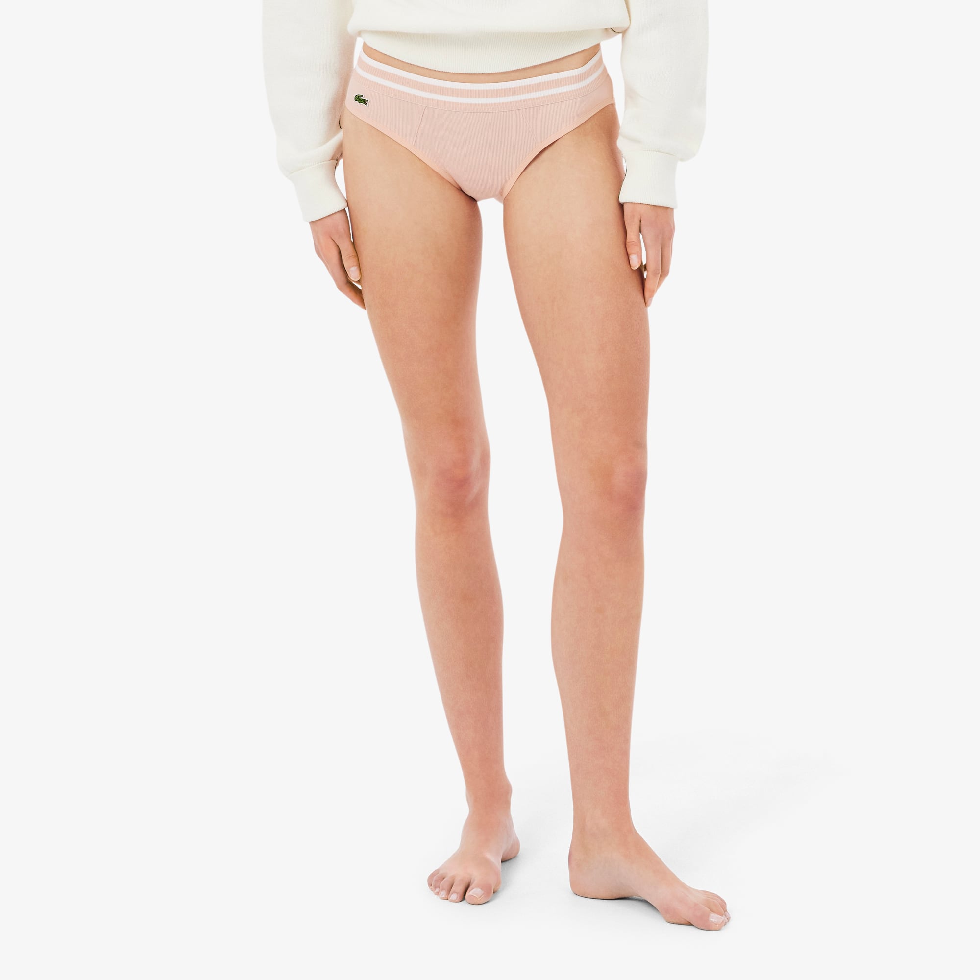Stripe Waist Cotton Briefs - Rose