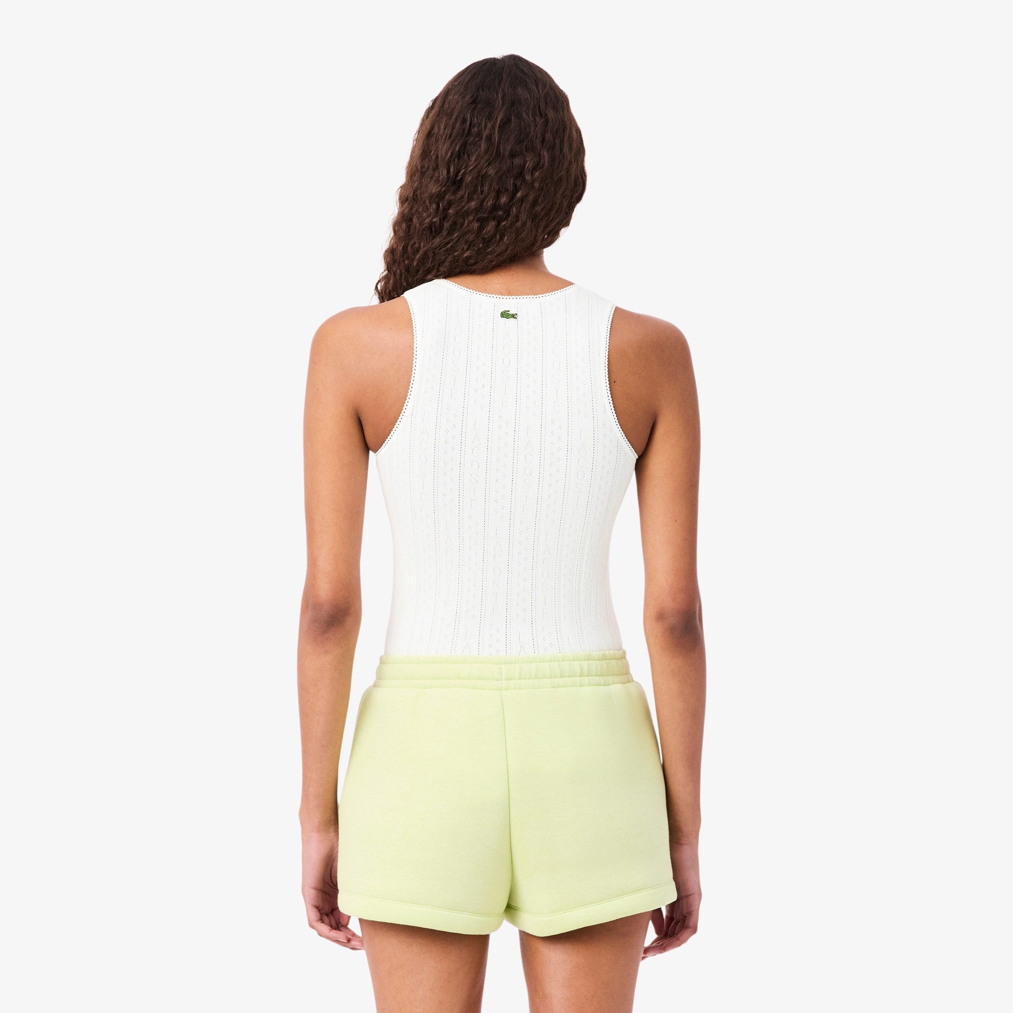 Women's Slim Fit Pointelle Knit Cotton Tank Top - White