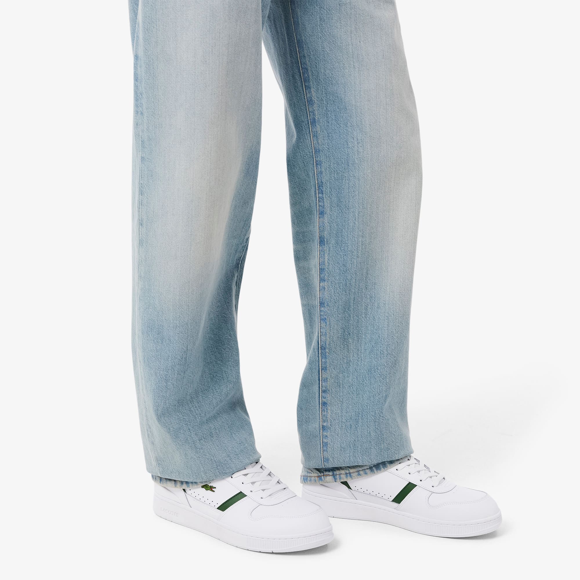 Men's T-Clip Set Leather Sneakers - WHITE/DARK GREEN