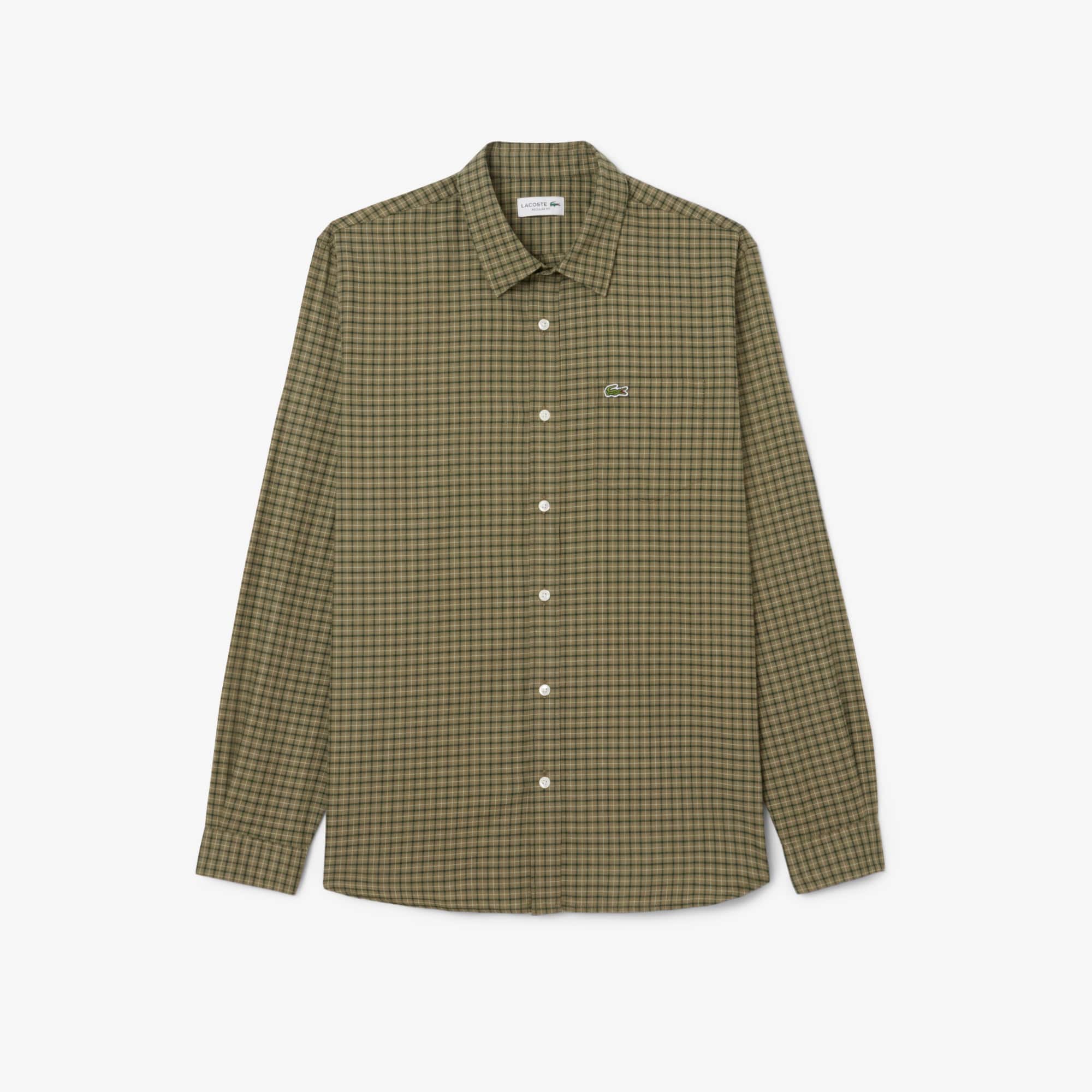 Men's Regular Fit Plaid Flannel Shirt - Khaki Green / Green