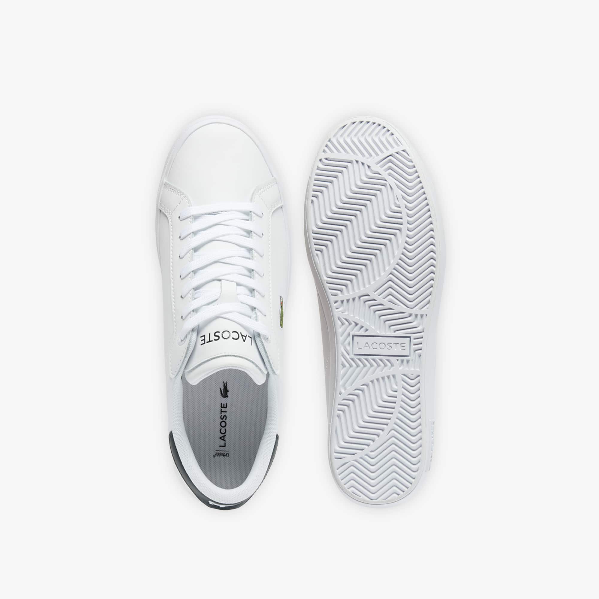 Men's Powercourt Leather Sneakers - WHITE/DARK GREEN