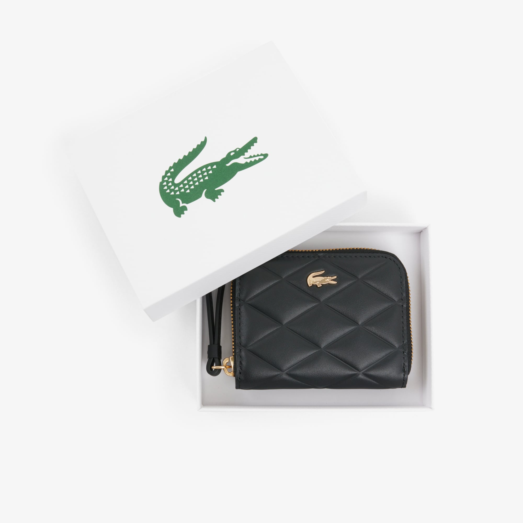 Small Crocodelle Leather Coin Purse - Black