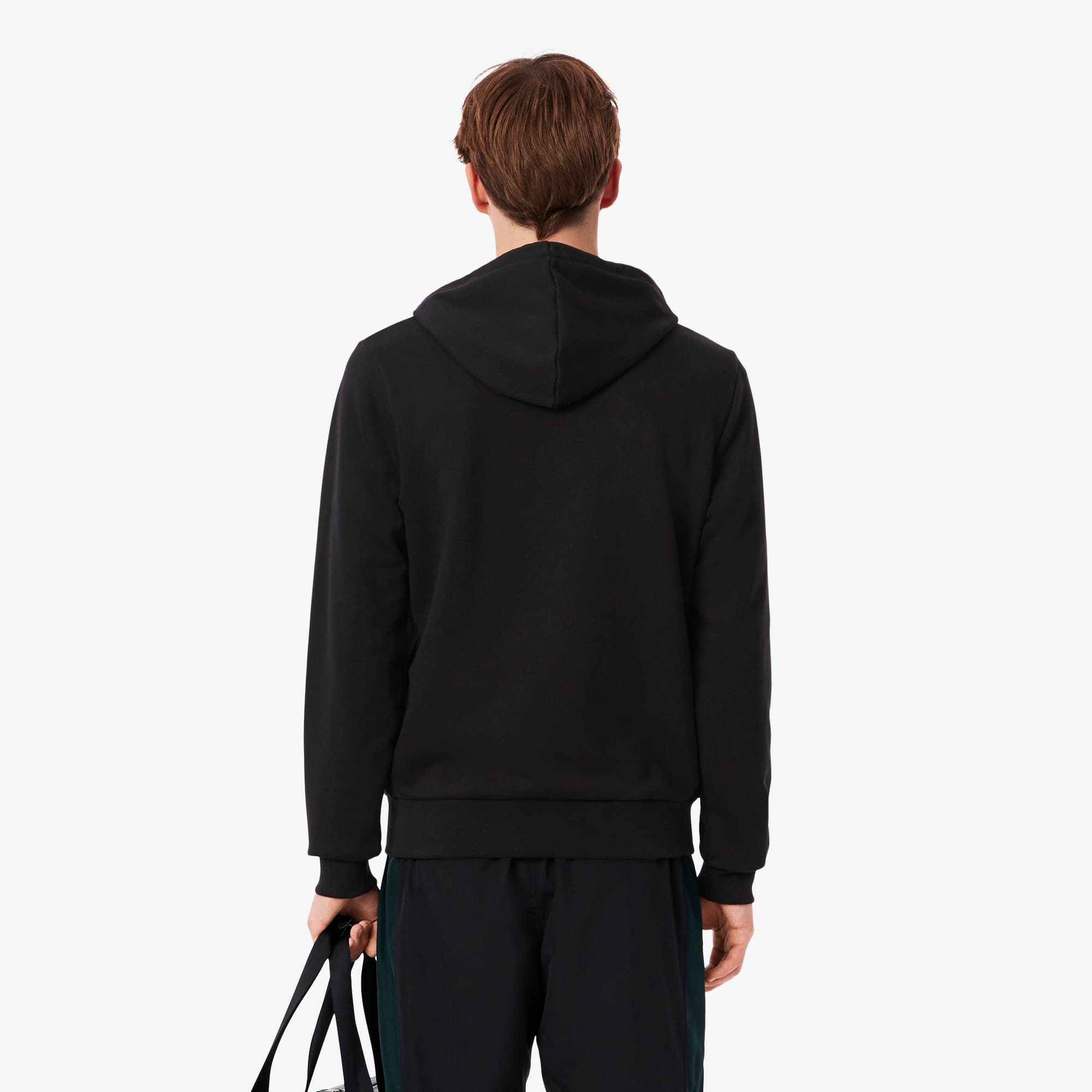 Men's Zip-Up Colorblock Hoodie - Black / White / Green