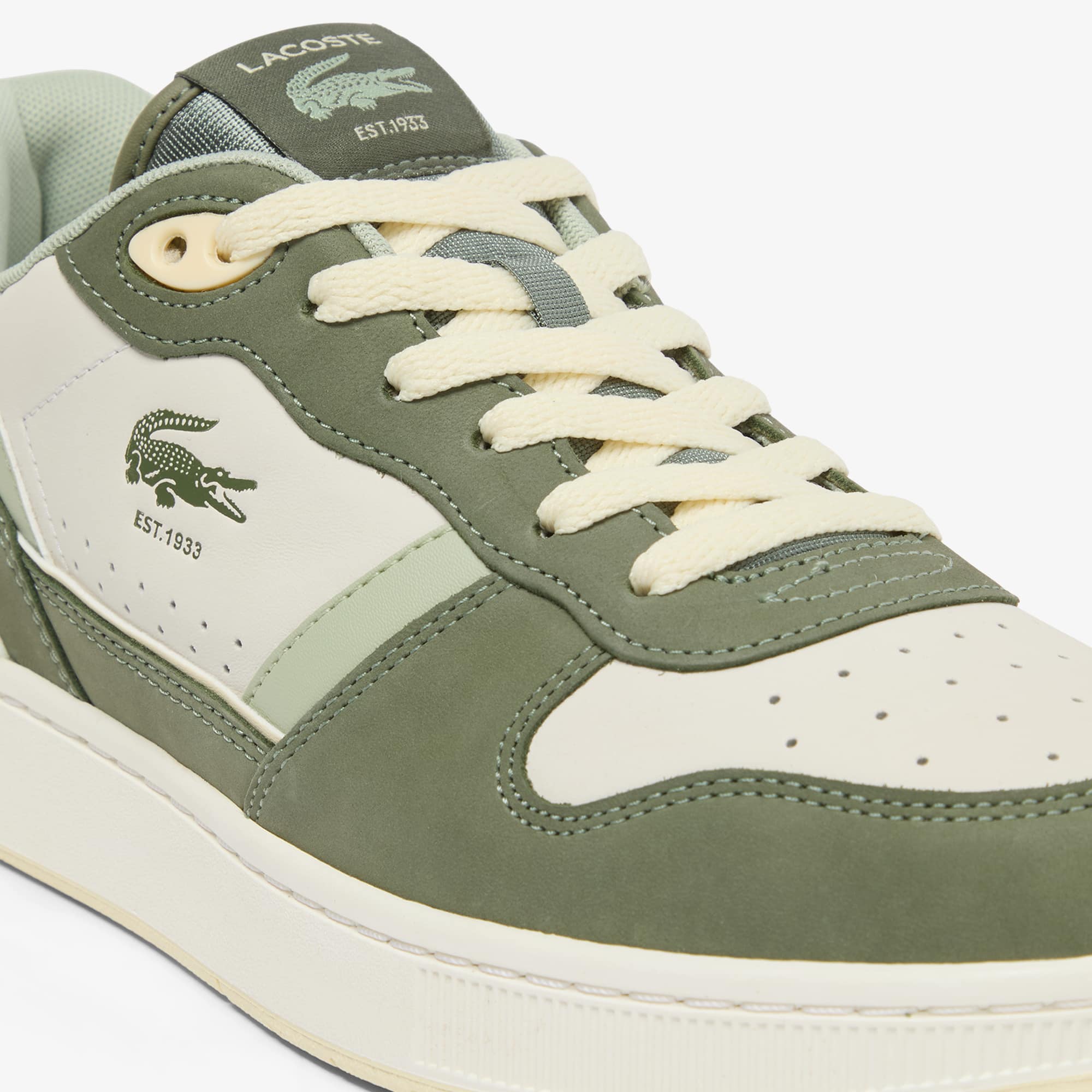Men's T-Clip Set Leather Sneakers - KHK/LT KHK