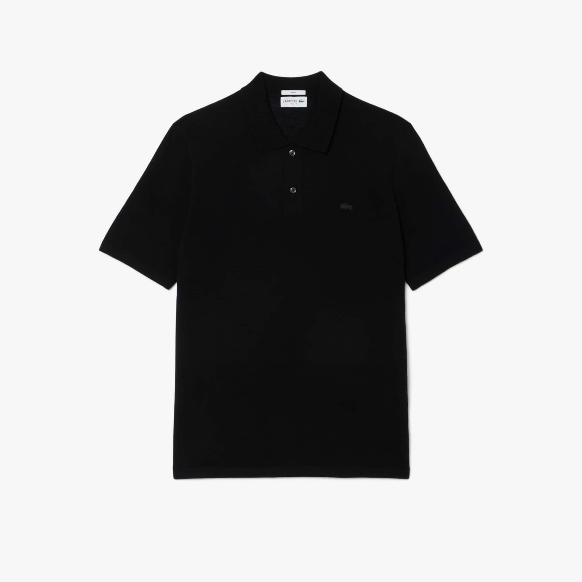 Unisex Short Sleeve Merino Wool Polo Sweater - Black