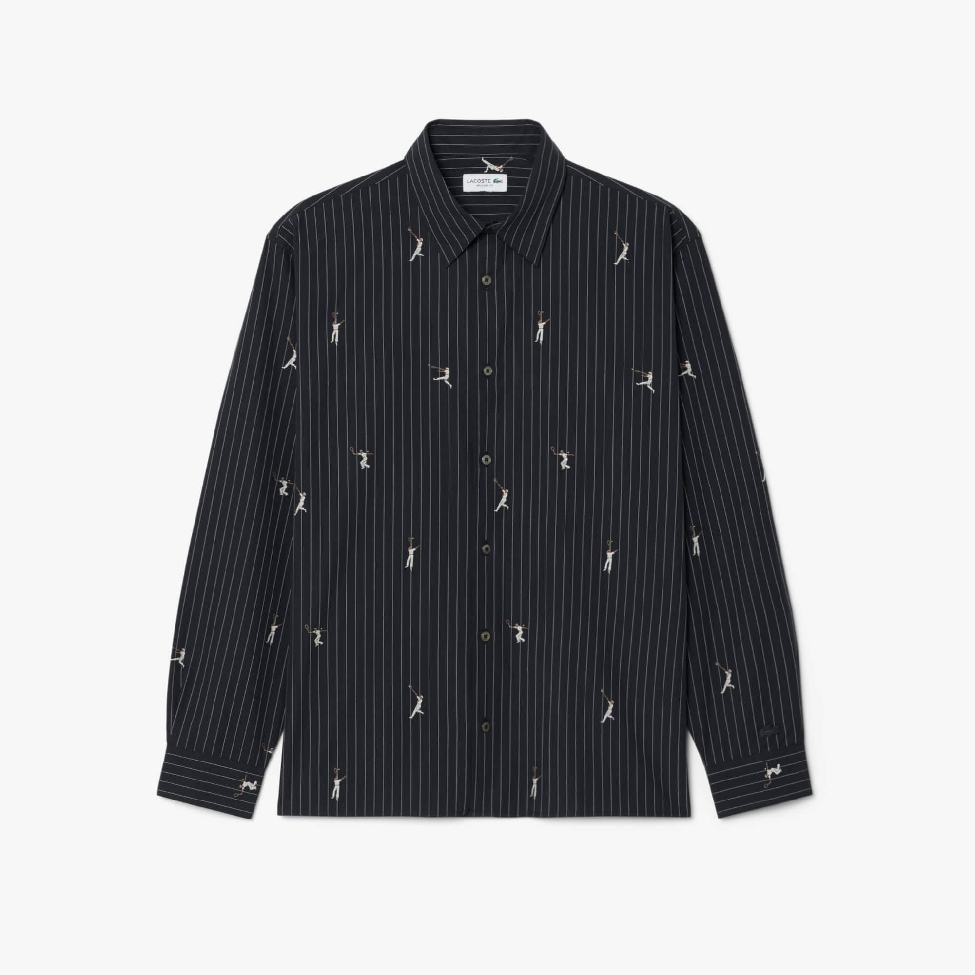 Relaxed Fit Embroidered Cotton Shirt - Black