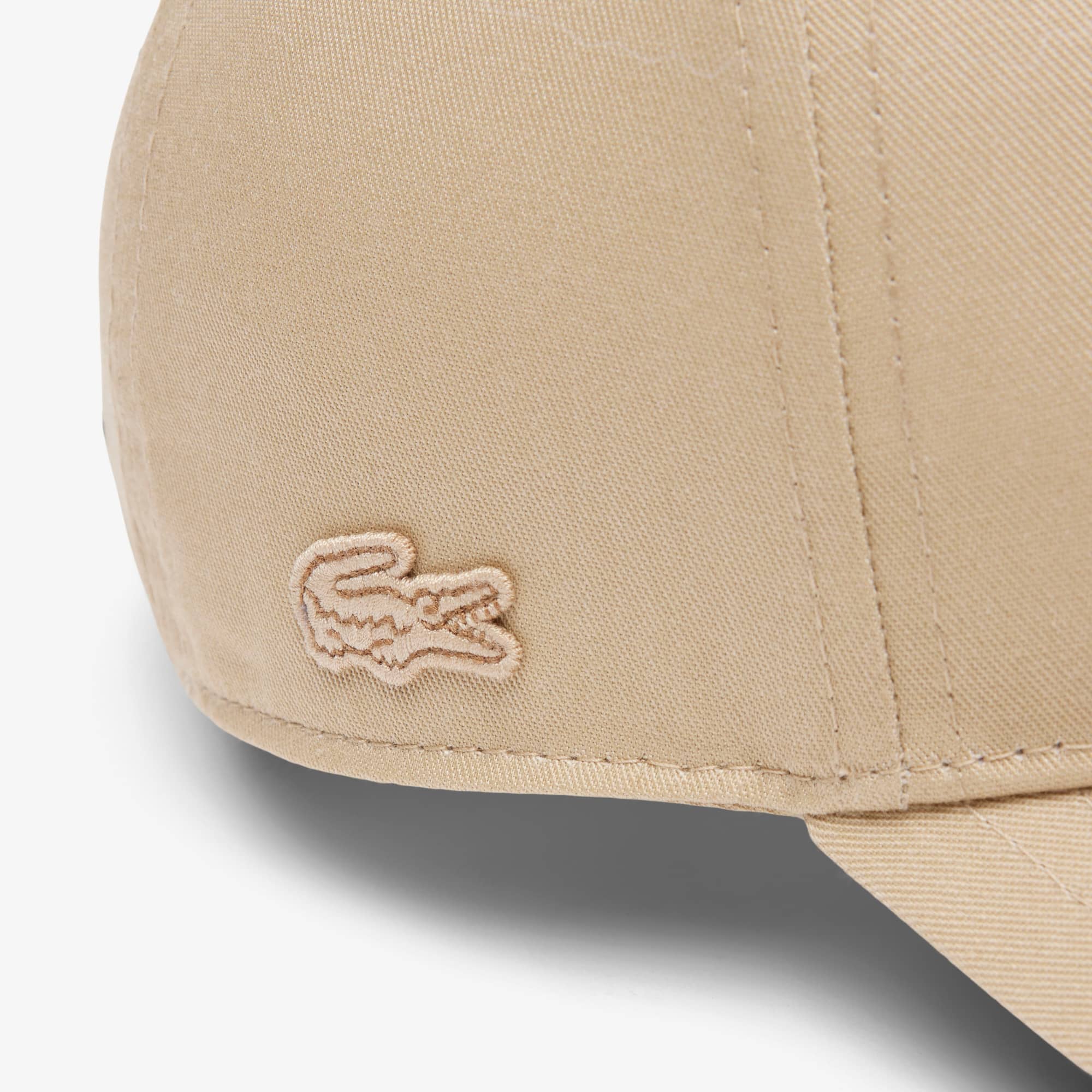 Embroidered Cotton Twill Cap - Beige