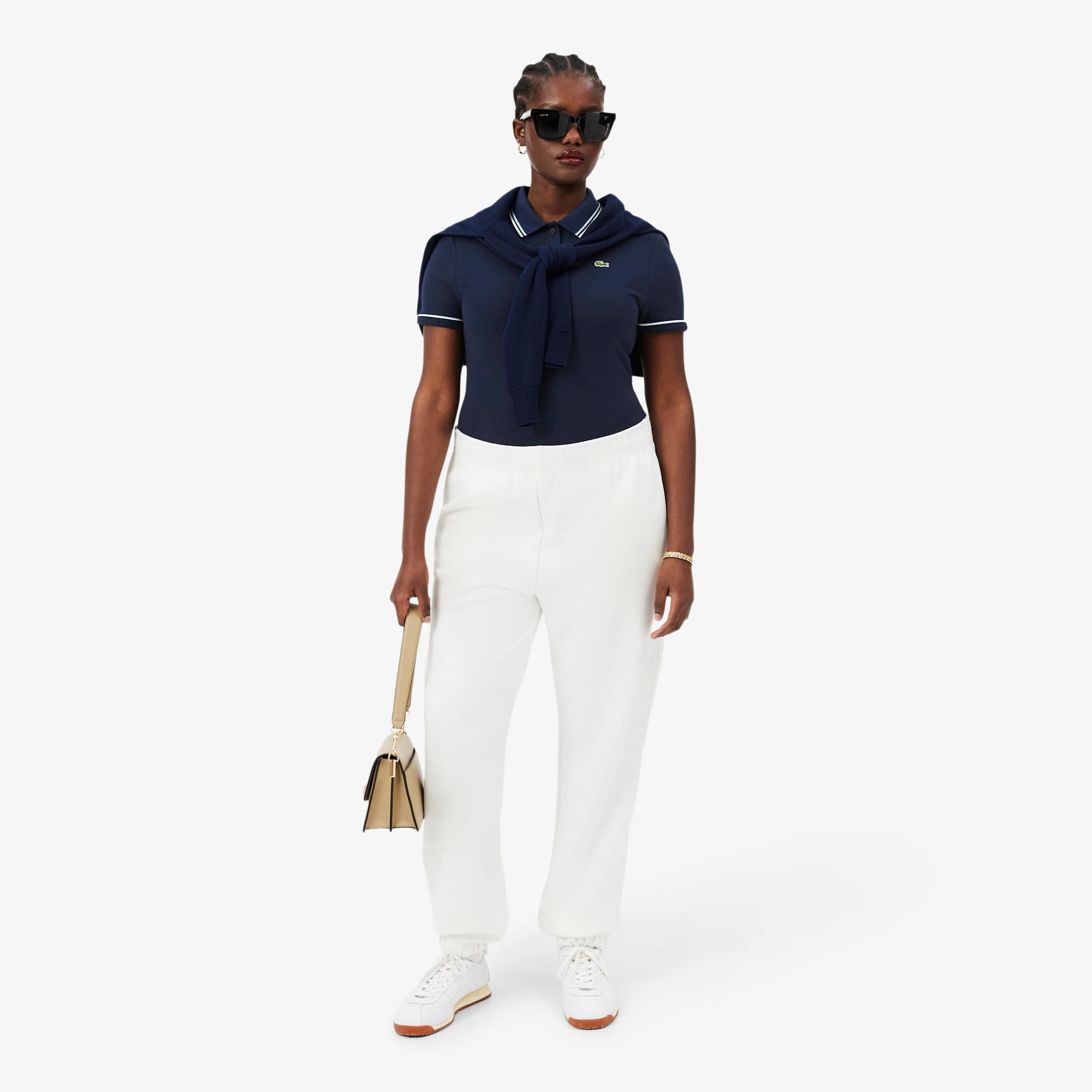 Women's L.12.D Slim Fit Trim Detail Polo - Bleu Marine / Bleu Clair / Blanc