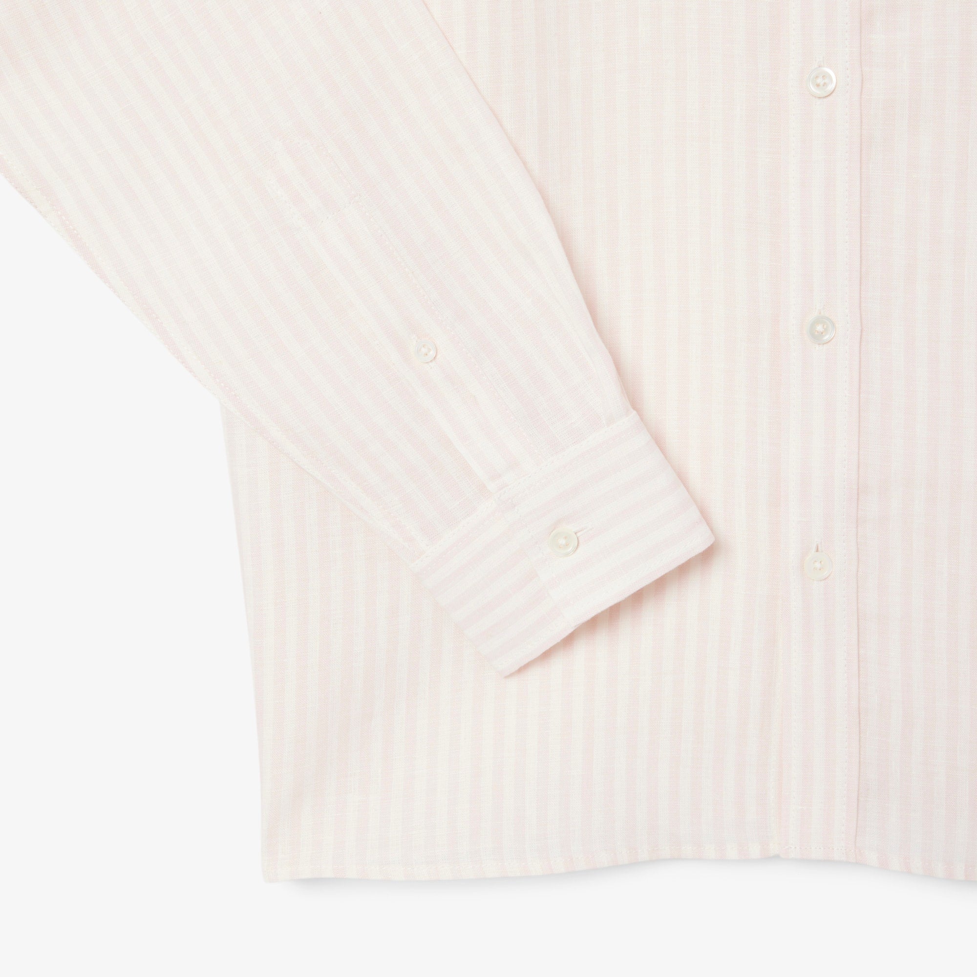 Men's Regular Fit Striped Linen Shirt - White / Light Pink