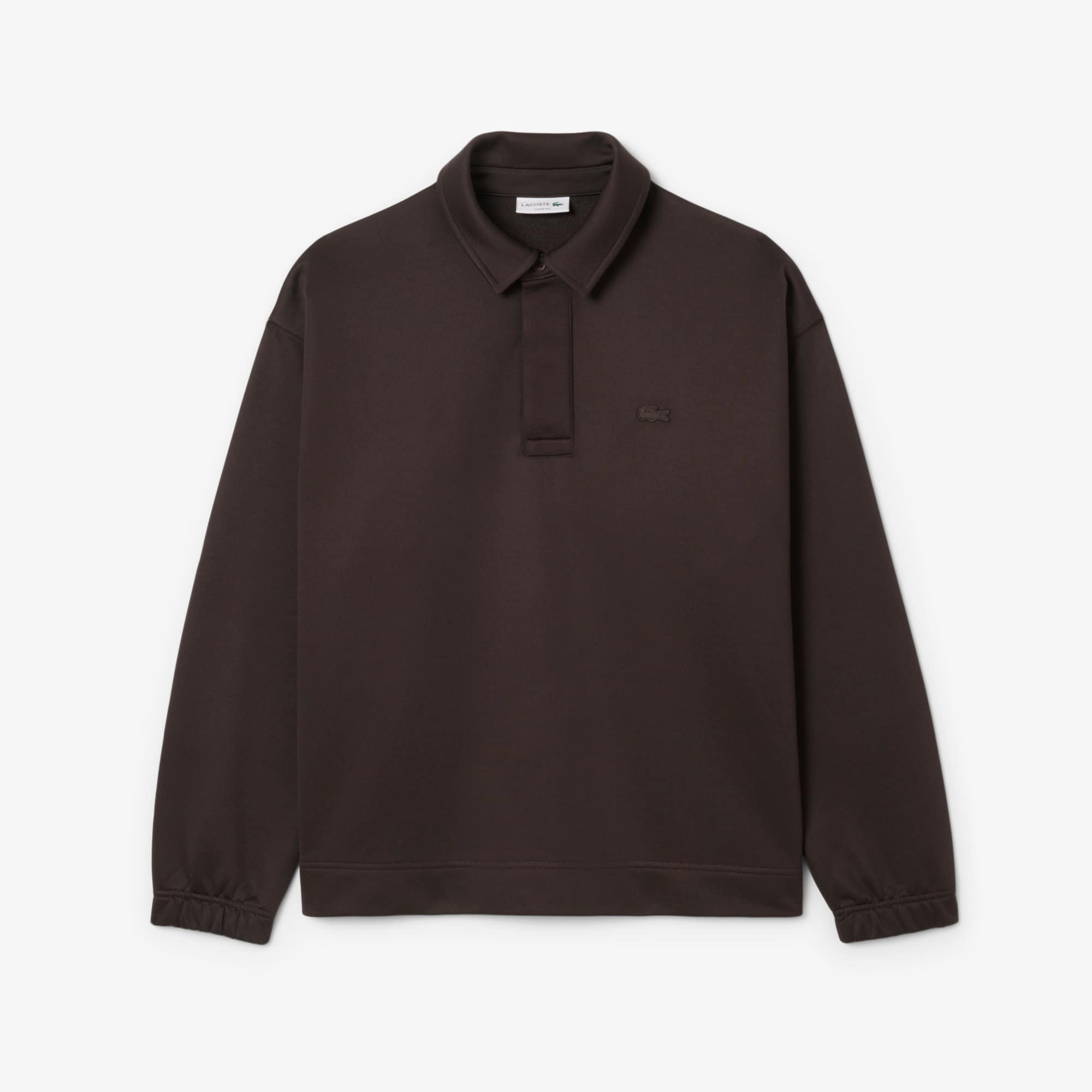 Men's Loose Fit Fleece Polo Sweatshirt - Brown