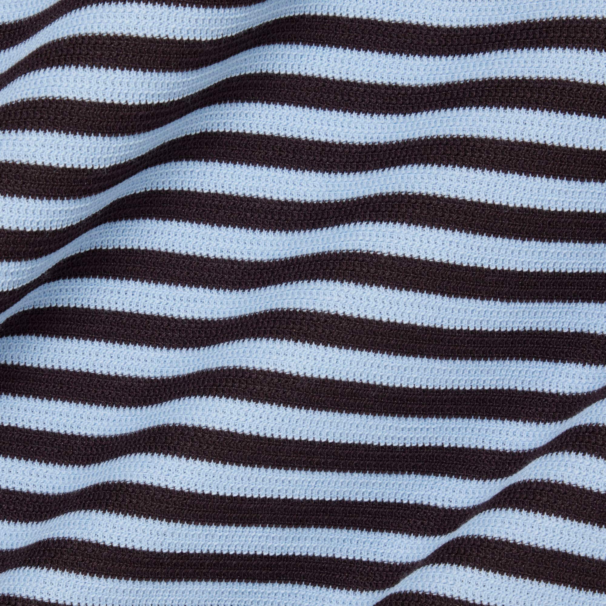 Textured Striped Cotton T-Shirt - Bleu Clair / Marron