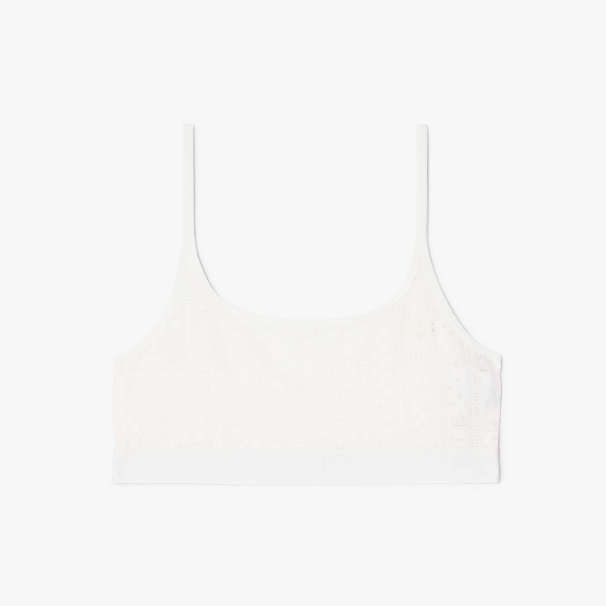 Logo Pointelle Bralette - White