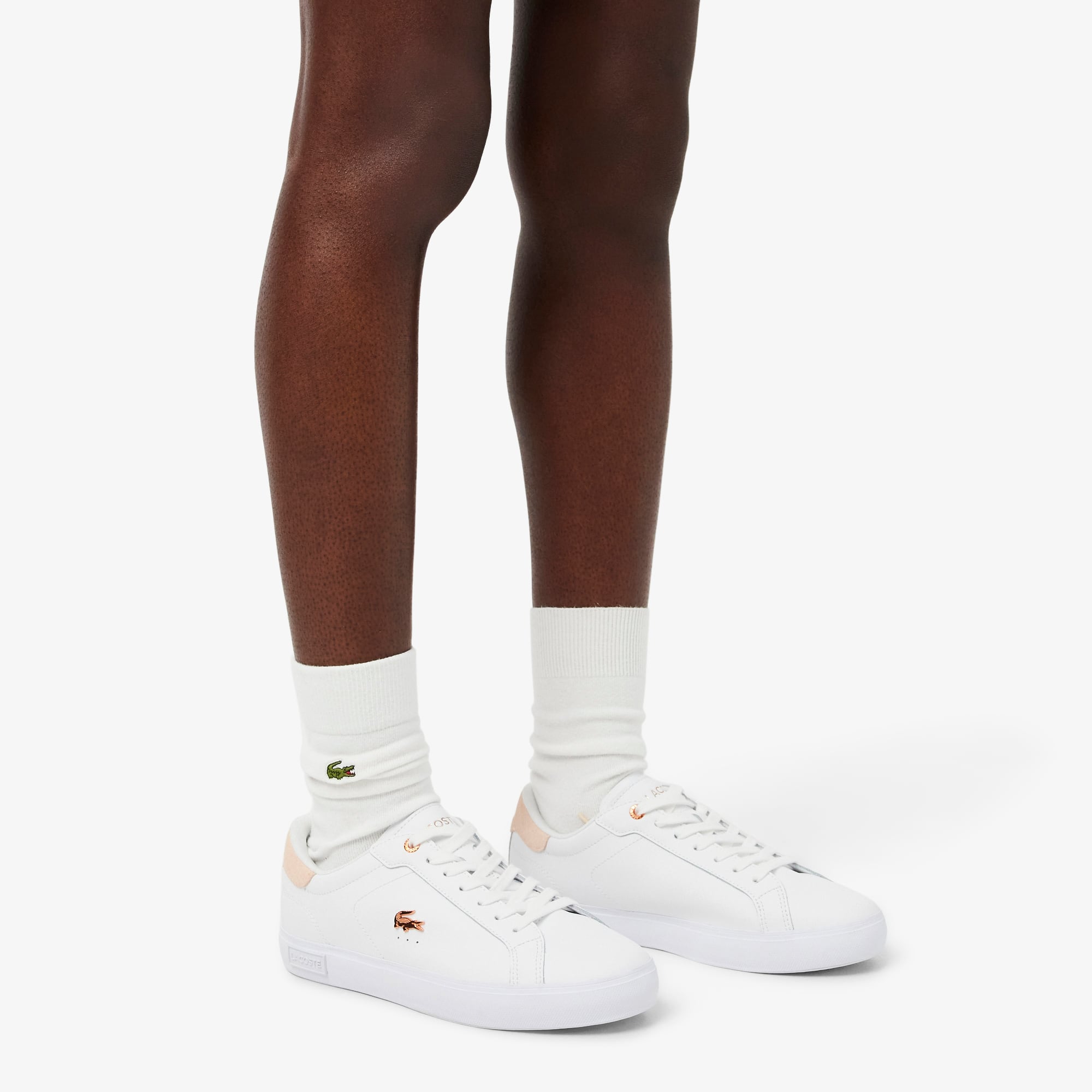 Women's Powercourt Leather Sneakers - WHT/LT PINK