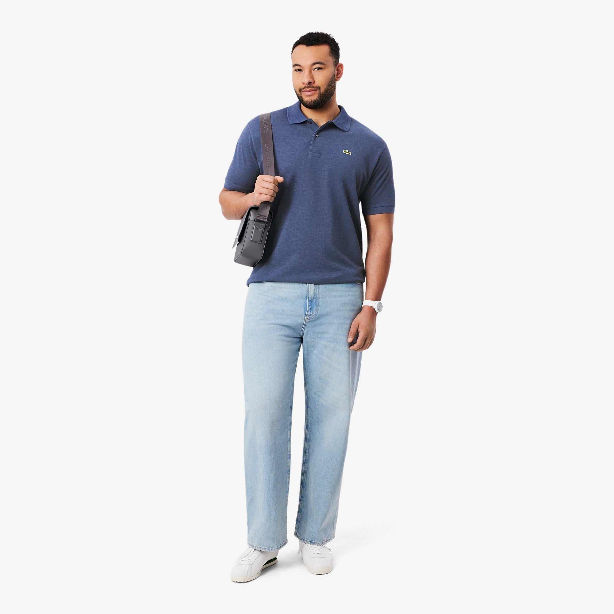 Men's Classic Fit Heathered Polo - Bleu Chine