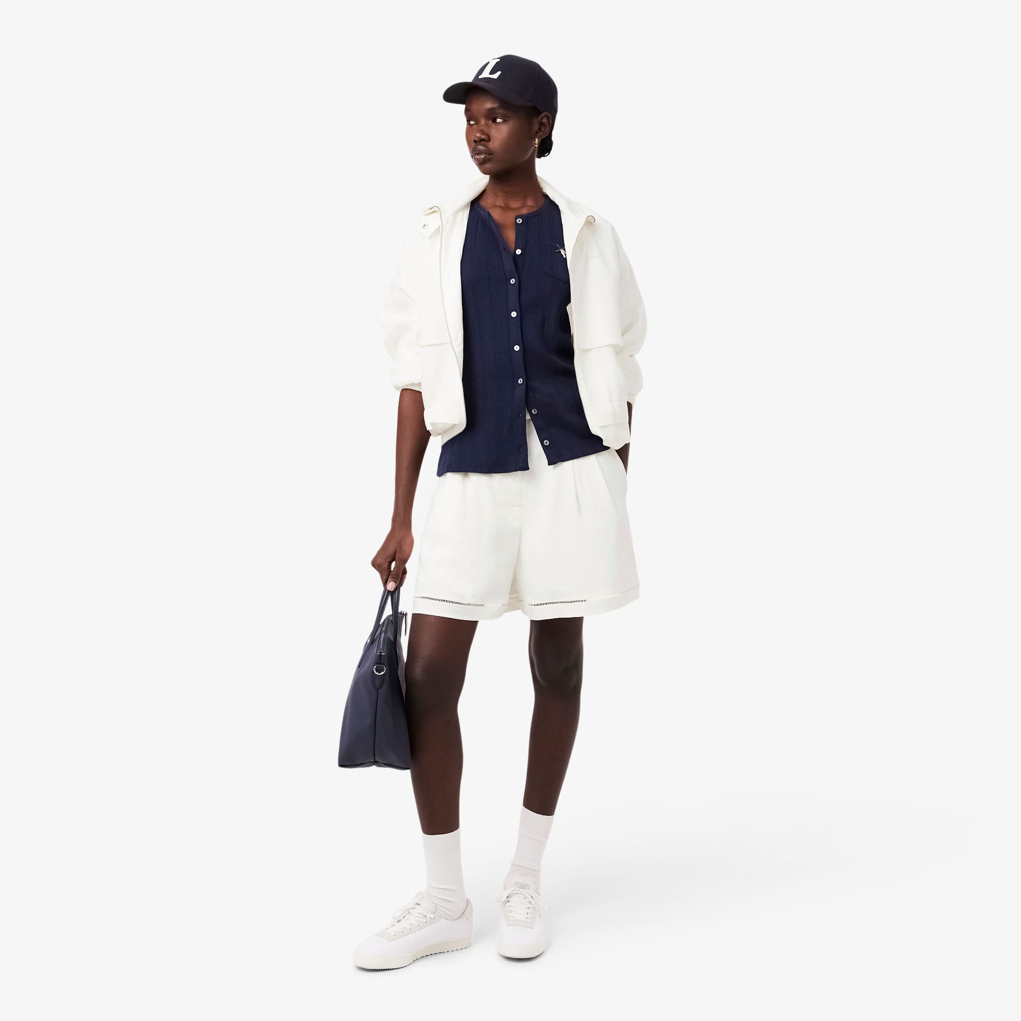 Oversized Fluid Linen Blend Bermuda Shorts - White
