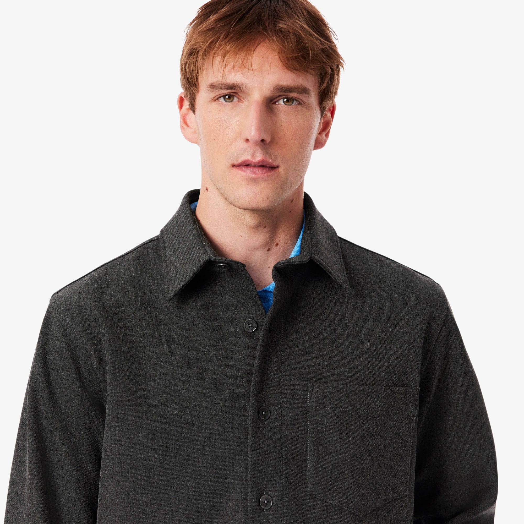 Men's Oversized Double Face Overshirt - Grey pitch