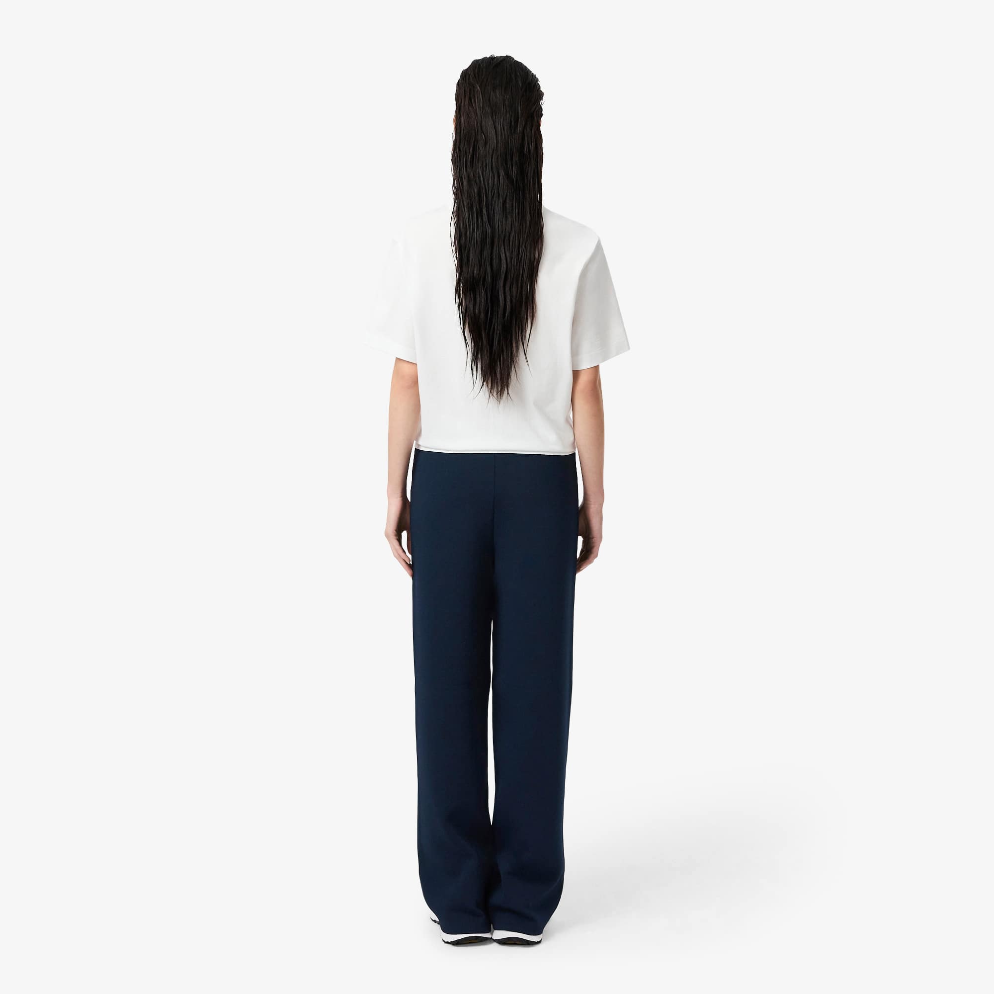 Women's Flared Striped Sweatpants - Navy Blue / Red / White
