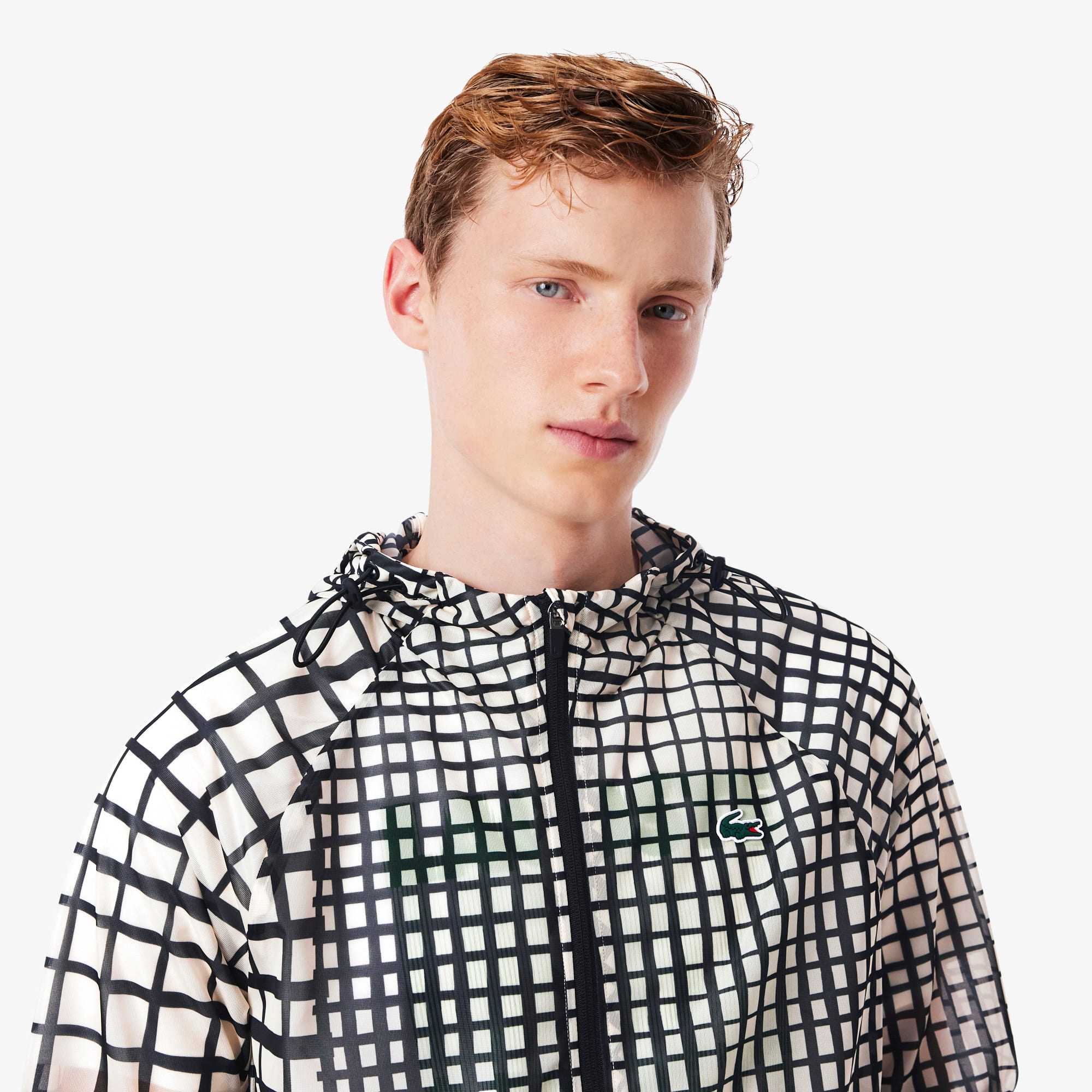 Men's Lightweight Print Sport Jacket - White / Black