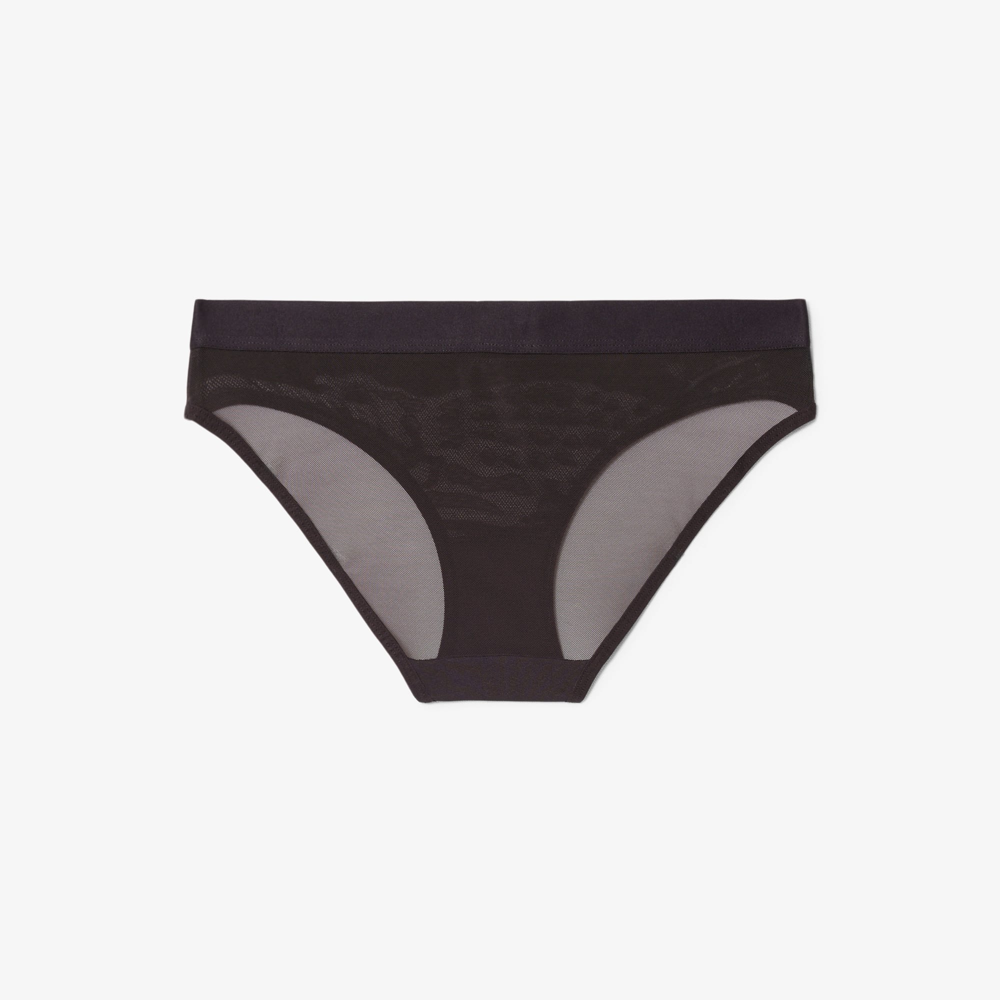 Branded Waist Mesh Briefs - Brown