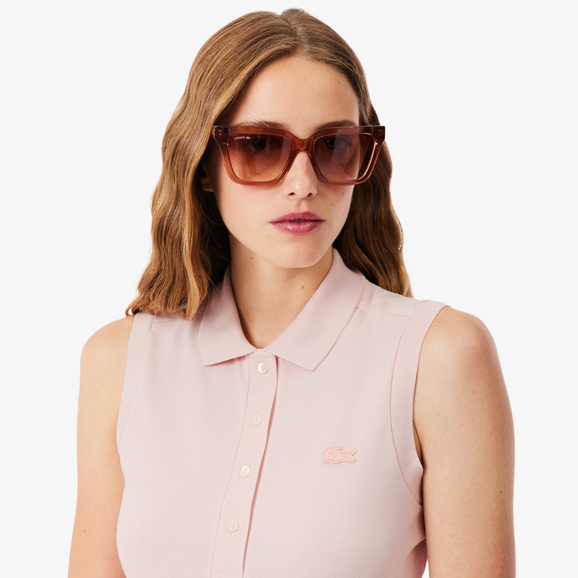 Women's Slim Fit L.12.D Sleeveless Stretch Polo - Light Pink