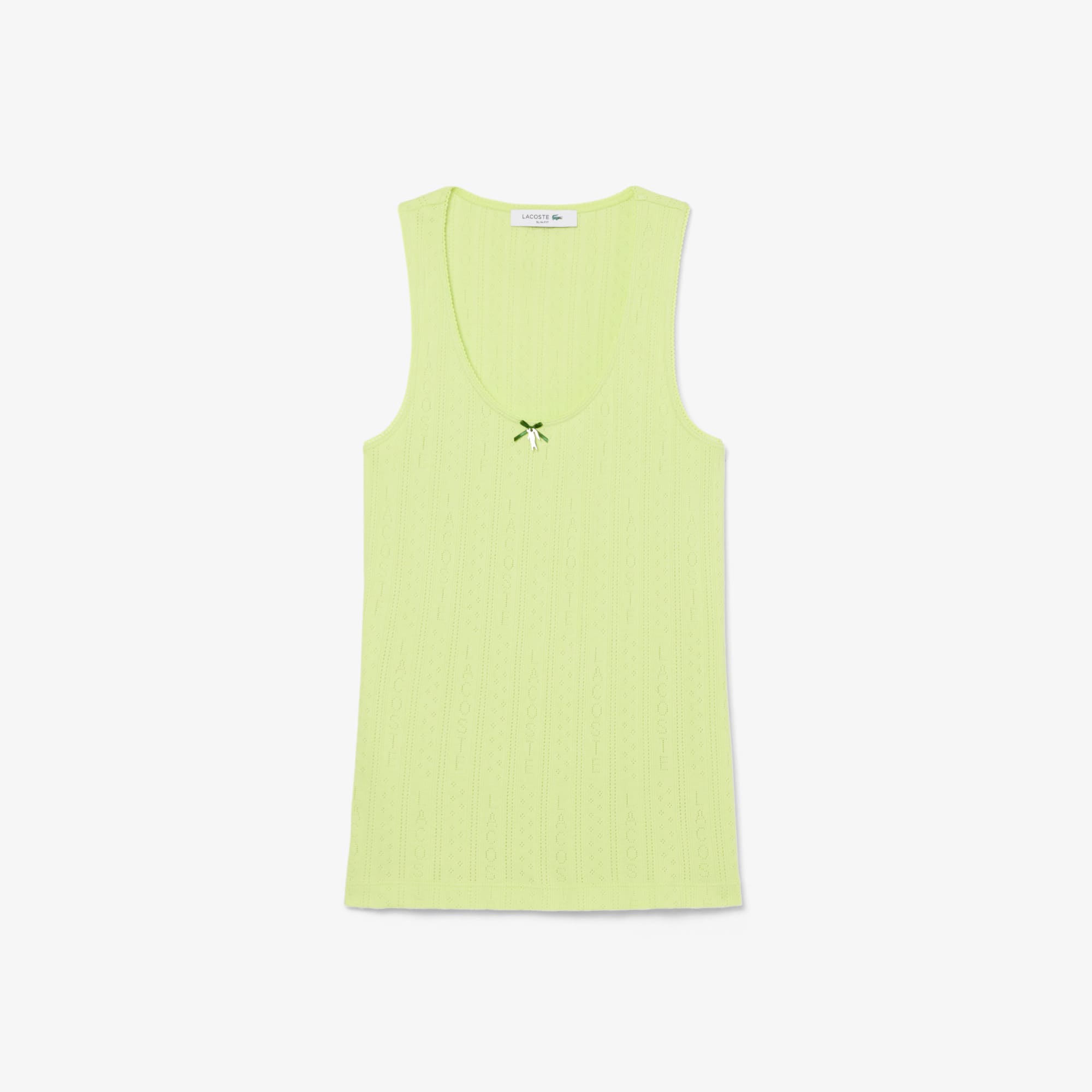 Women's Slim Fit Pointelle Knit Cotton Tank Top - Green