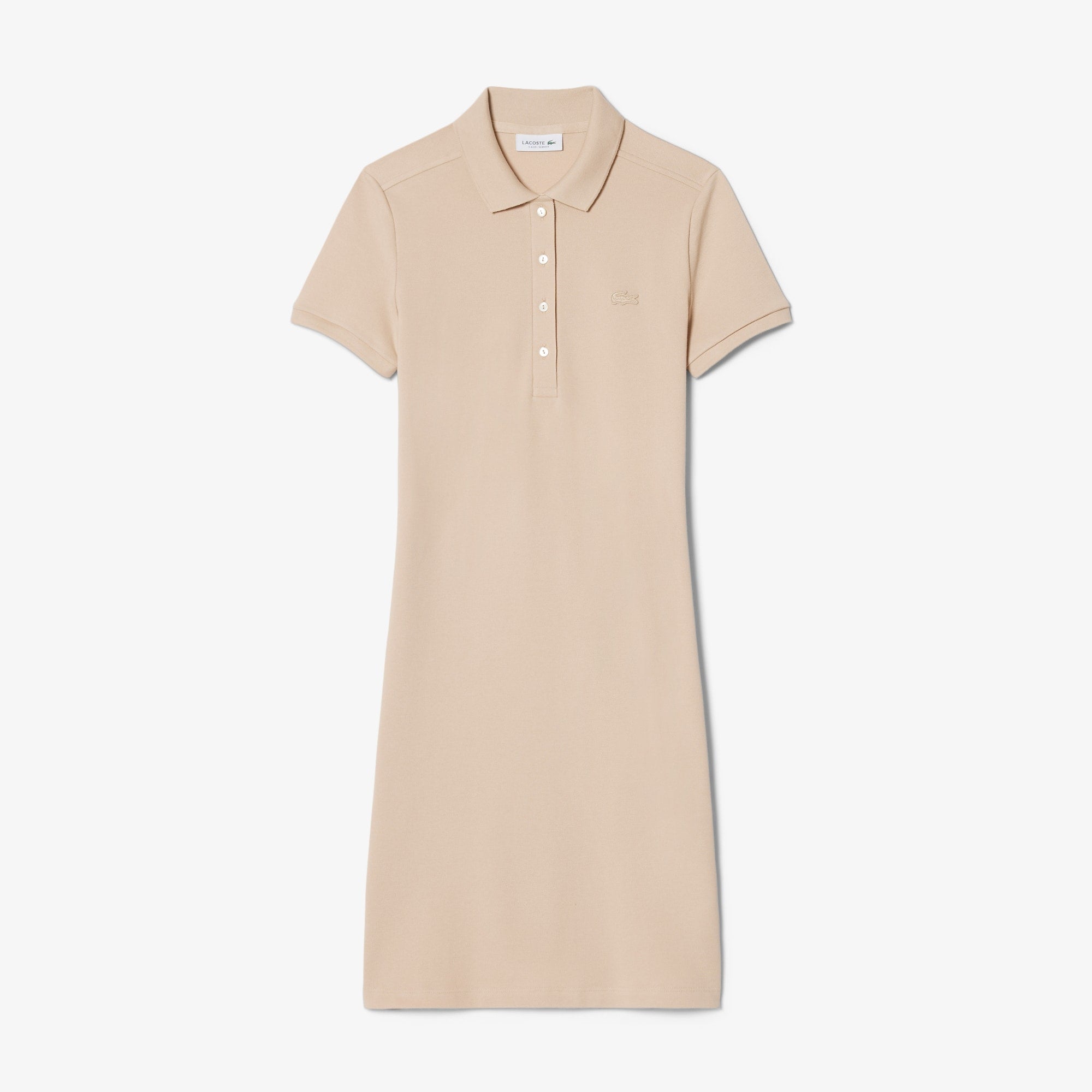 Women's Slim Fit Stretch Mini Piqué Polo Dress - Beige