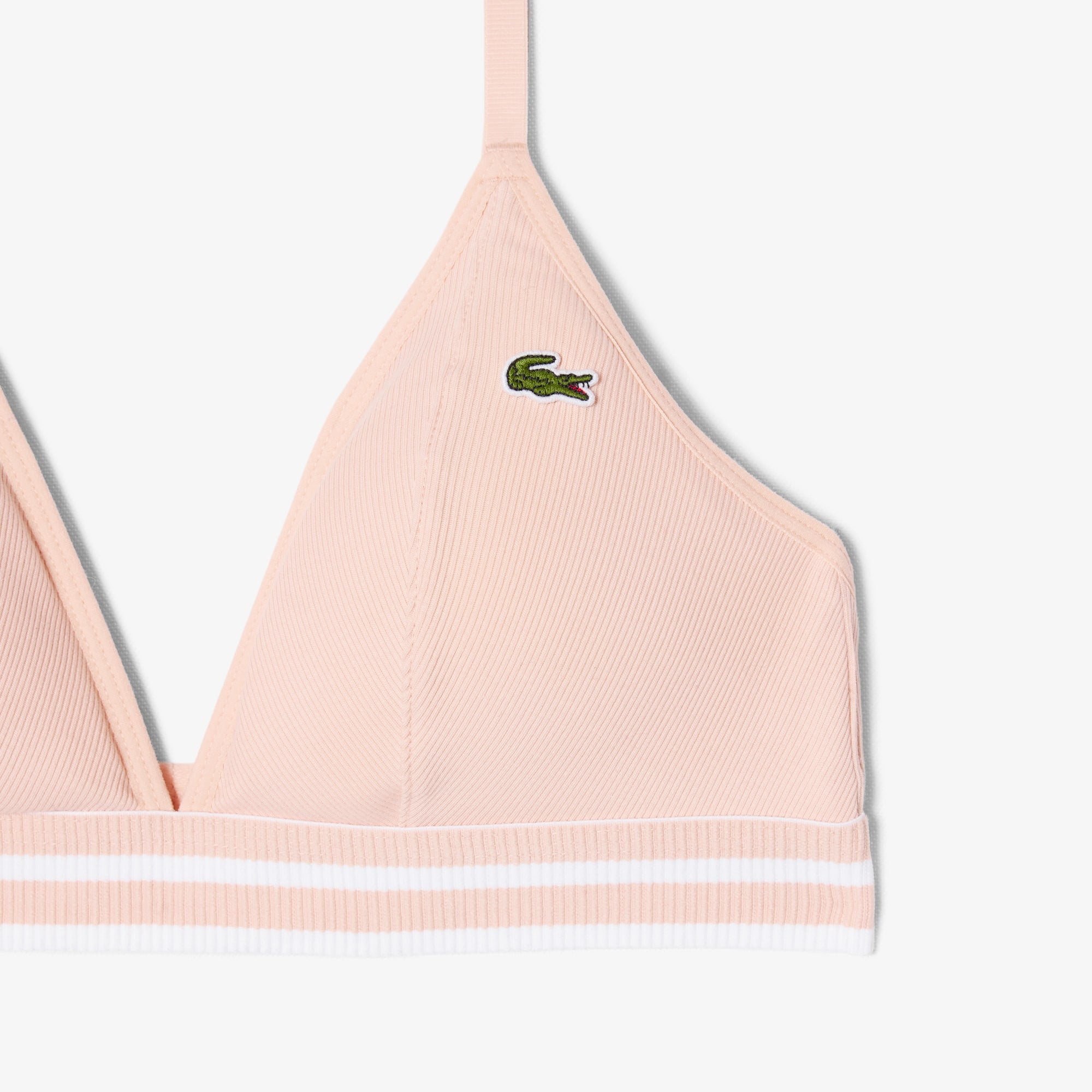 Ribbed Cotton Triangle Bralette - Rose